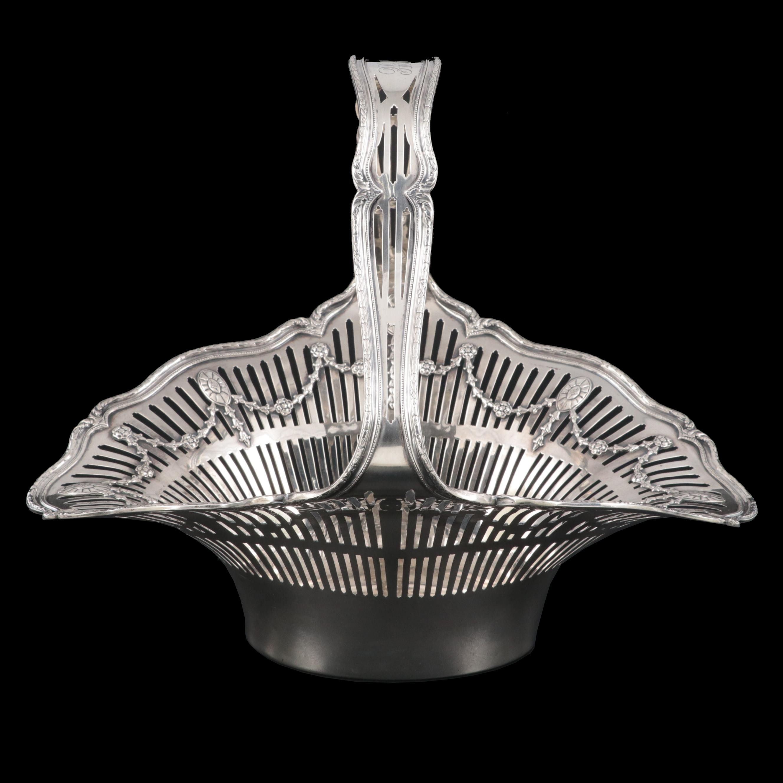 Shreve & Co. Reticulated Adams Style Sterling Silver Basket Centerpiece