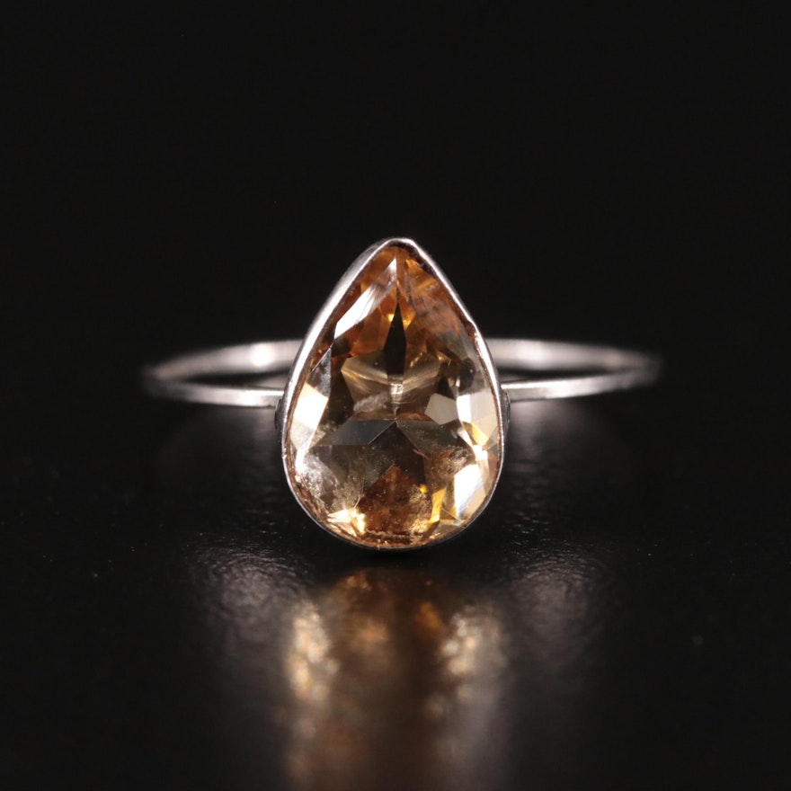 14K Citrine Solitaire Ring