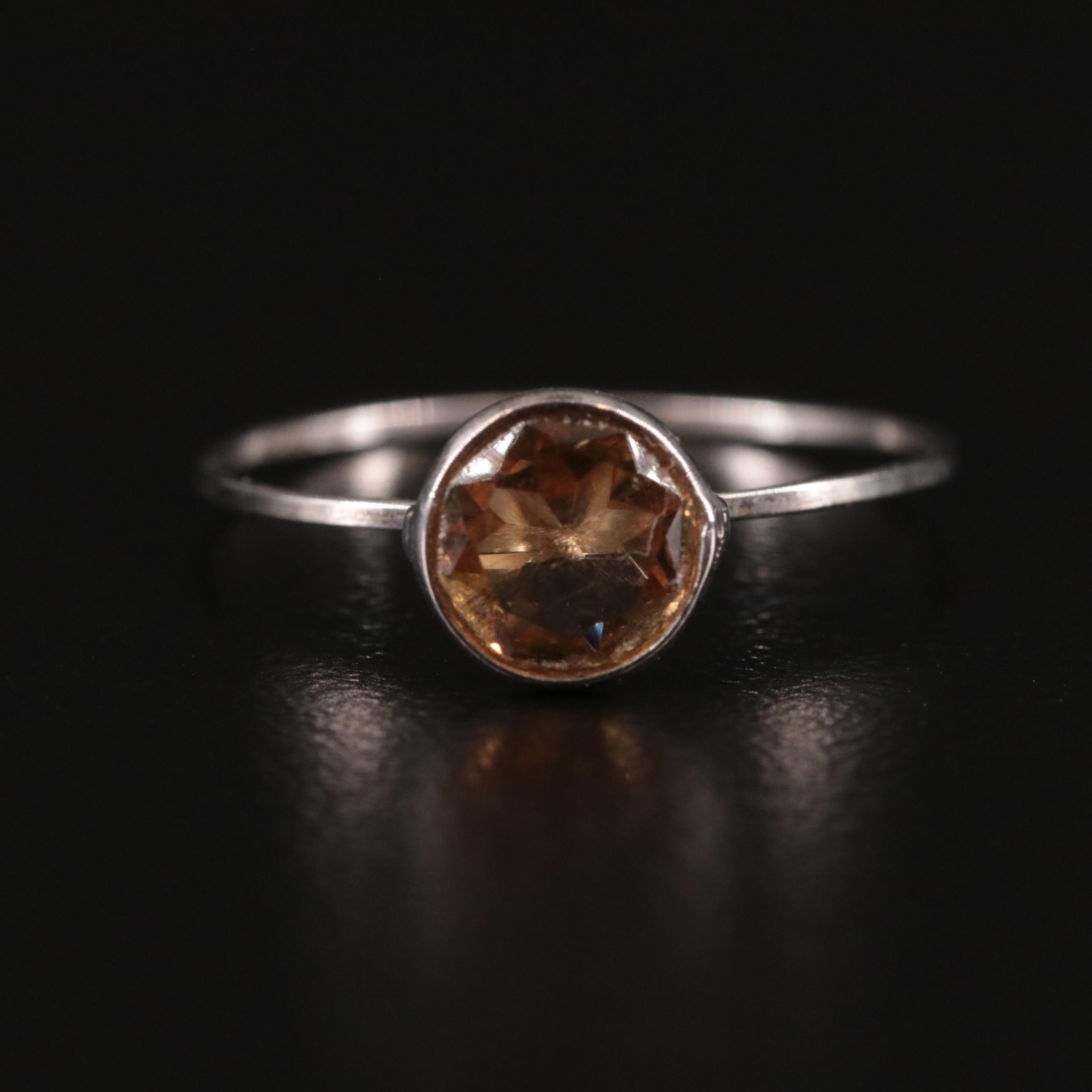 14K Citrine Solitaire Ring