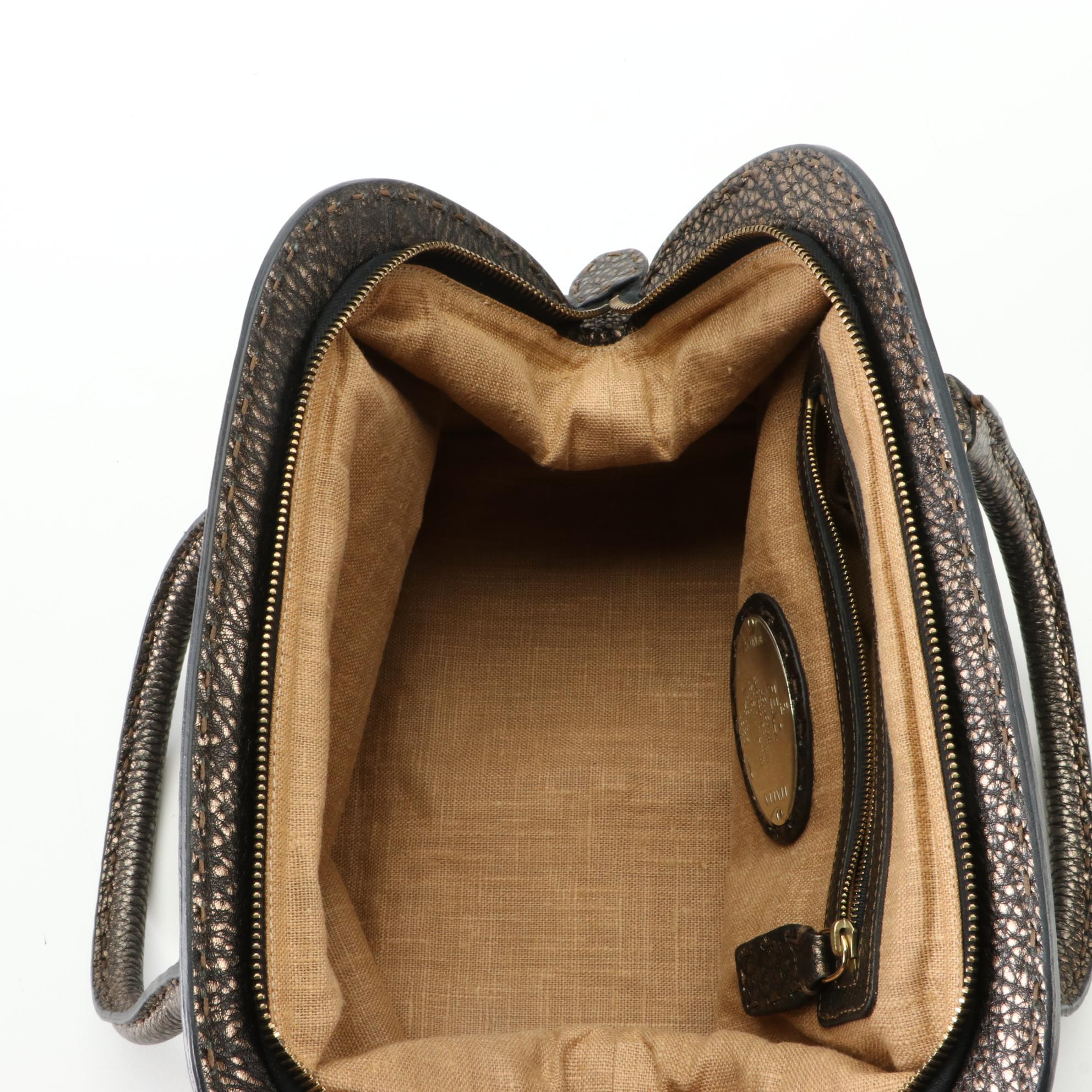 Fendi Selleria Metallic Grain Leather Doctor Bag