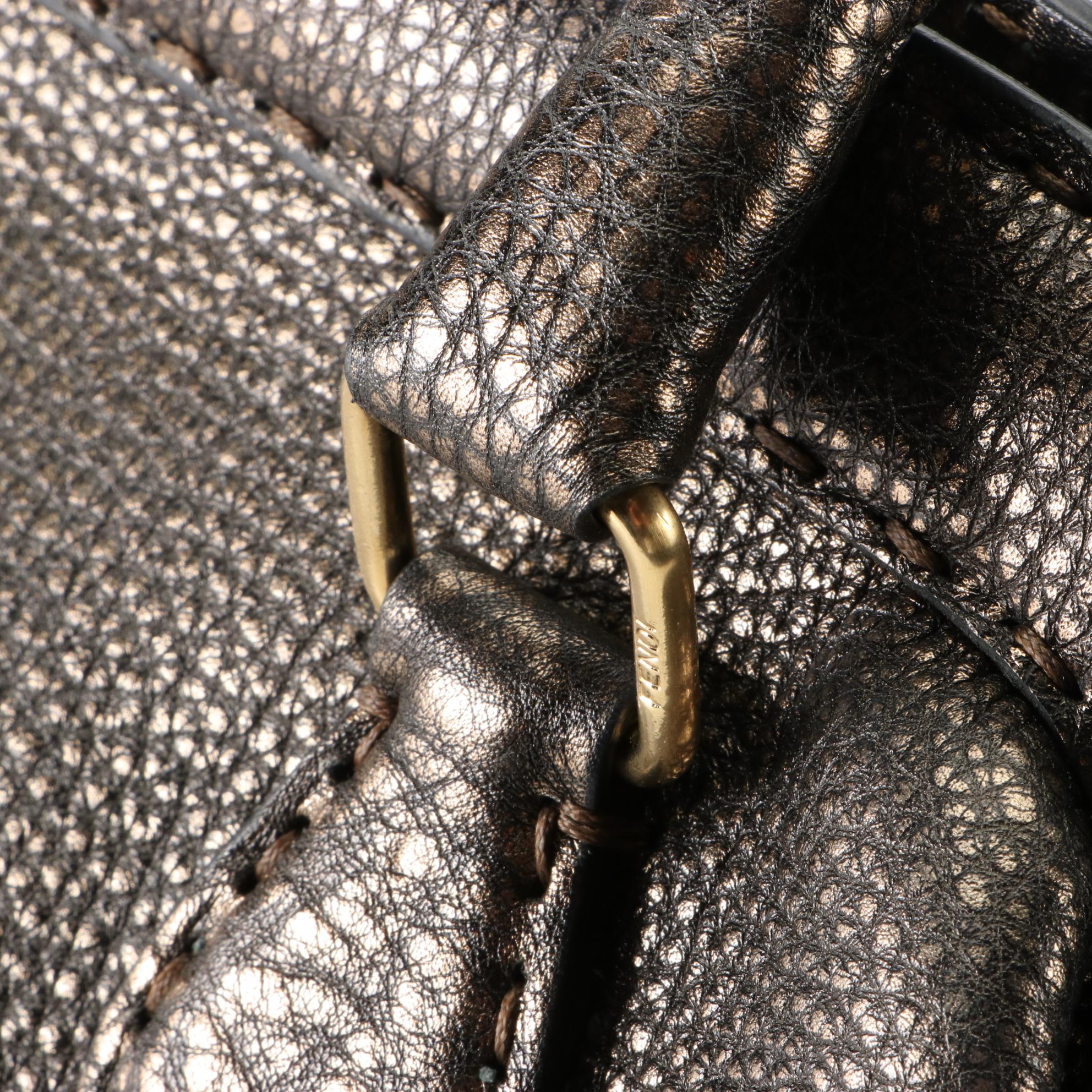 Fendi Selleria Metallic Grain Leather Doctor Bag