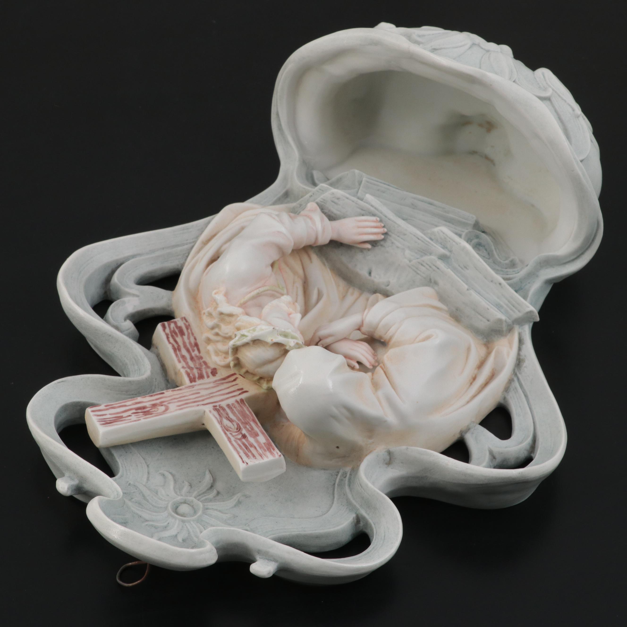 Volkstedt German Bisque Art Nouveau Holy Water Font