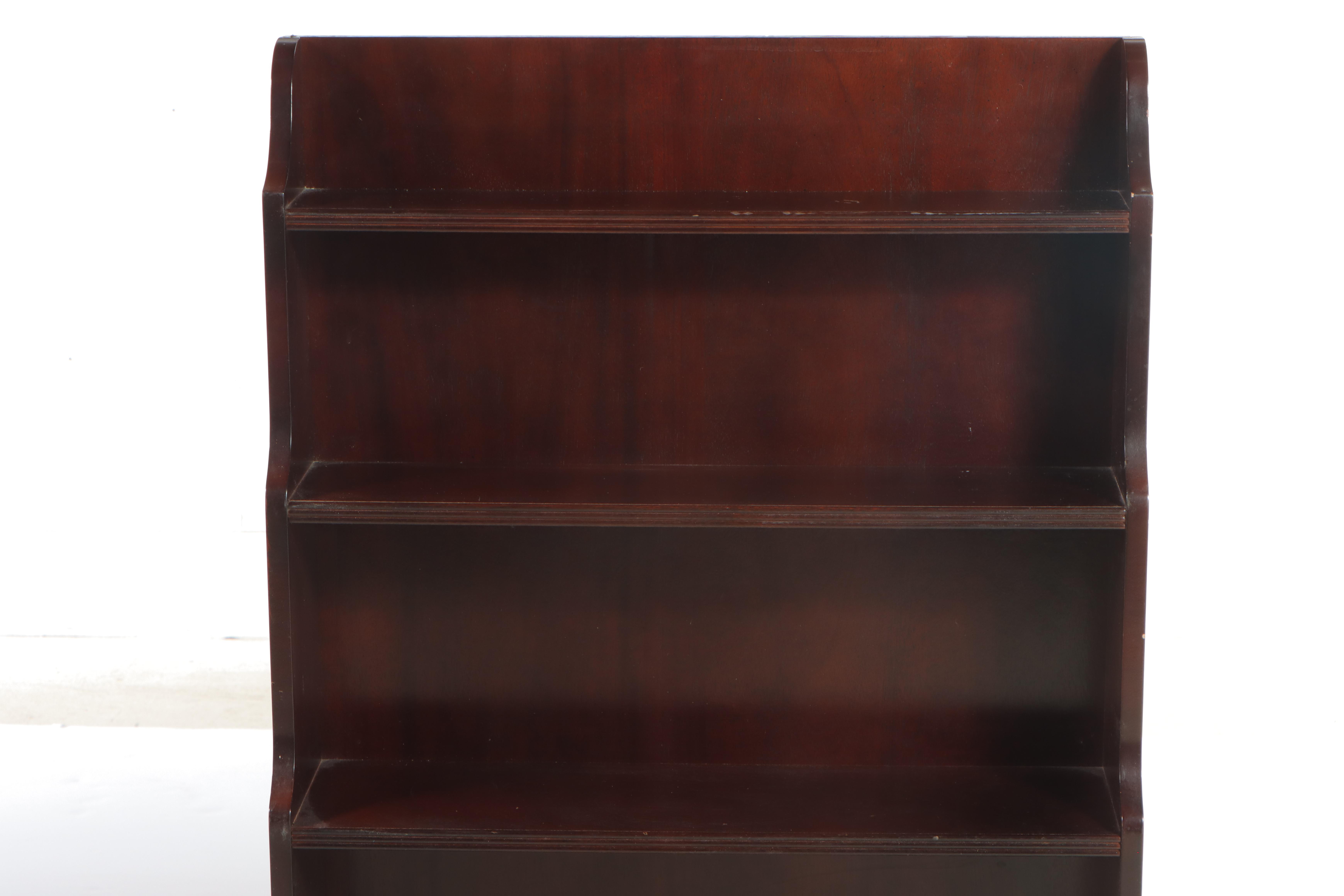 Pair of Mahogany Finish Curio Shelves / Bookcases
