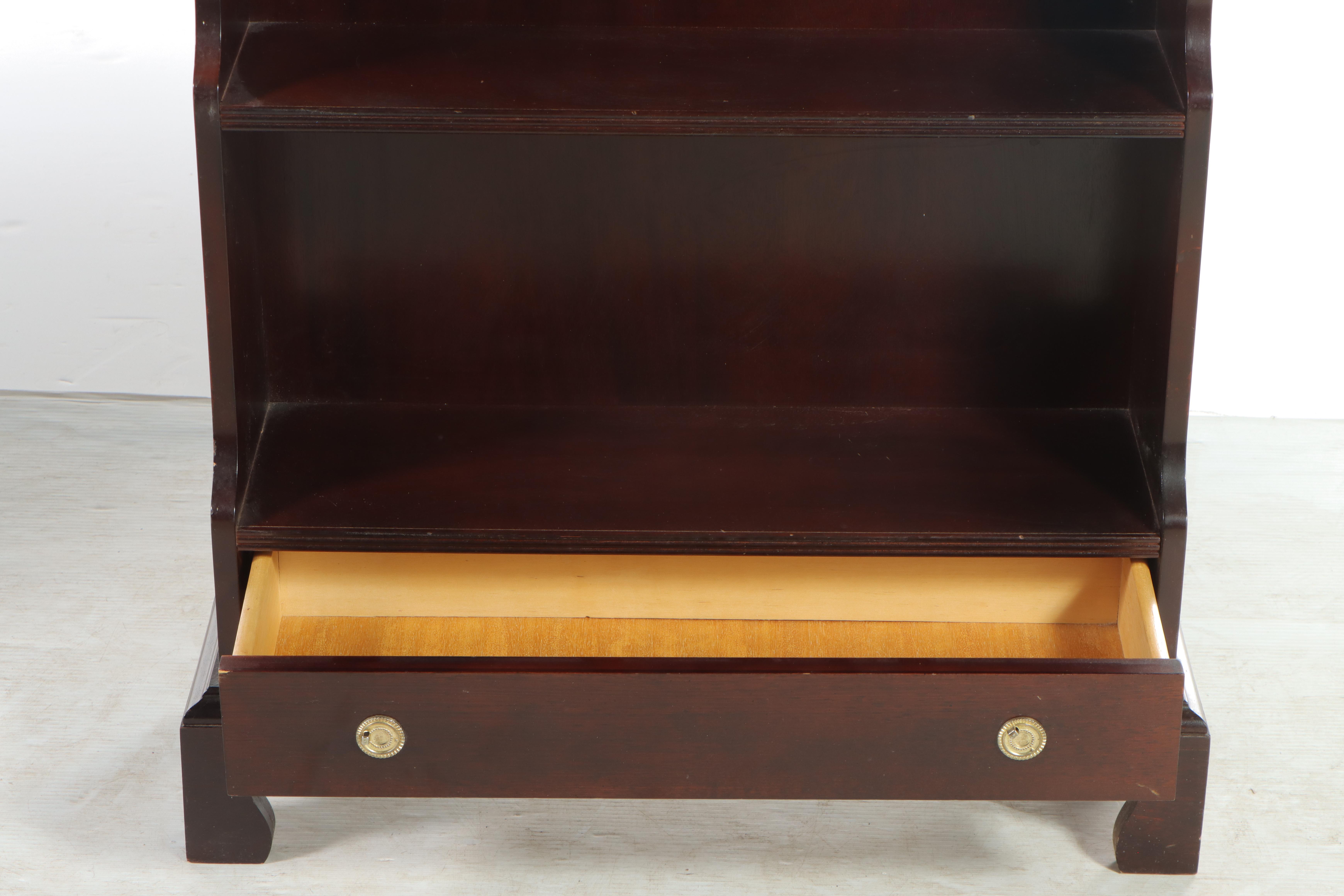 Pair of Mahogany Finish Curio Shelves / Bookcases