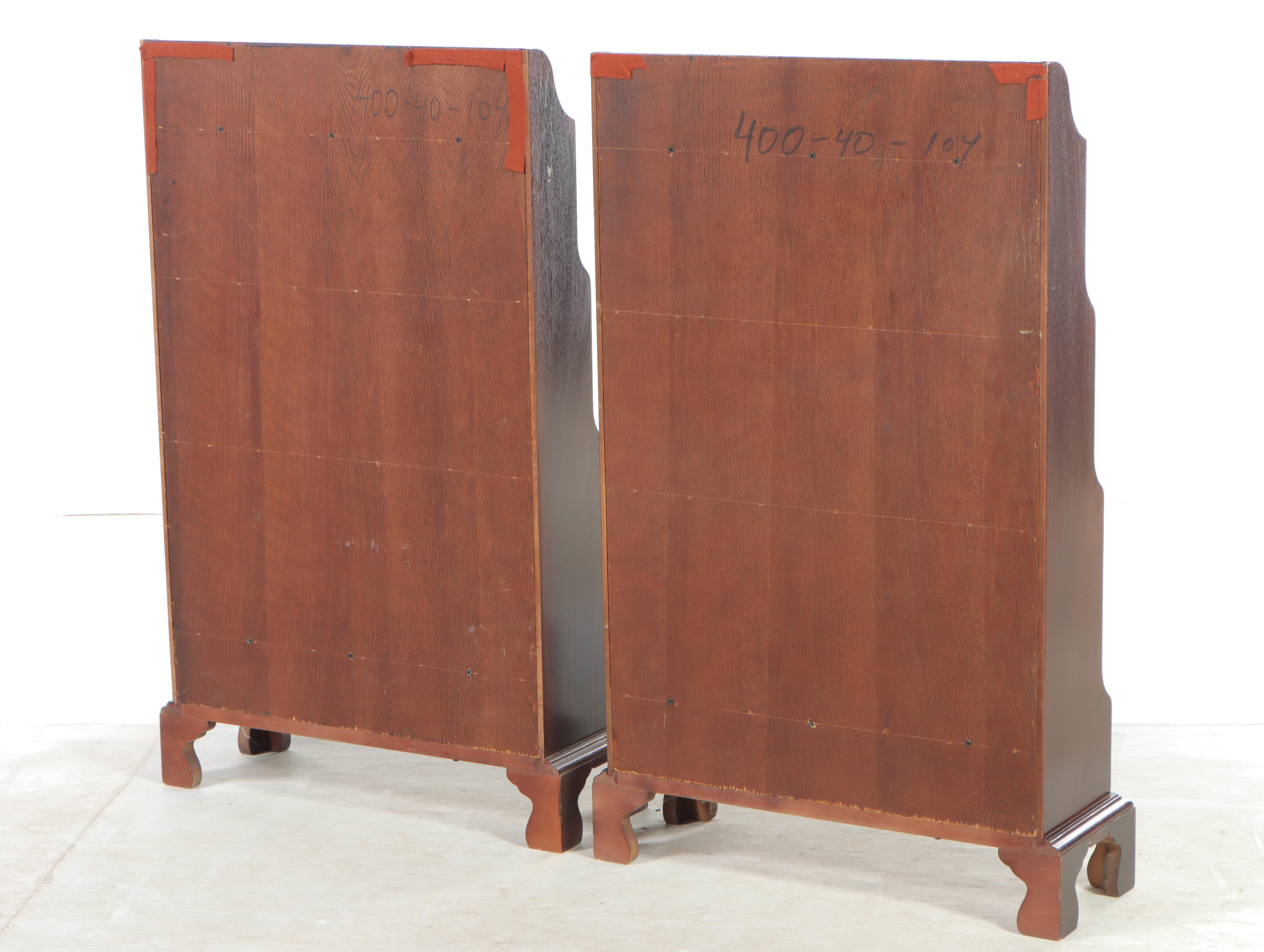 Pair of Mahogany Finish Curio Shelves / Bookcases