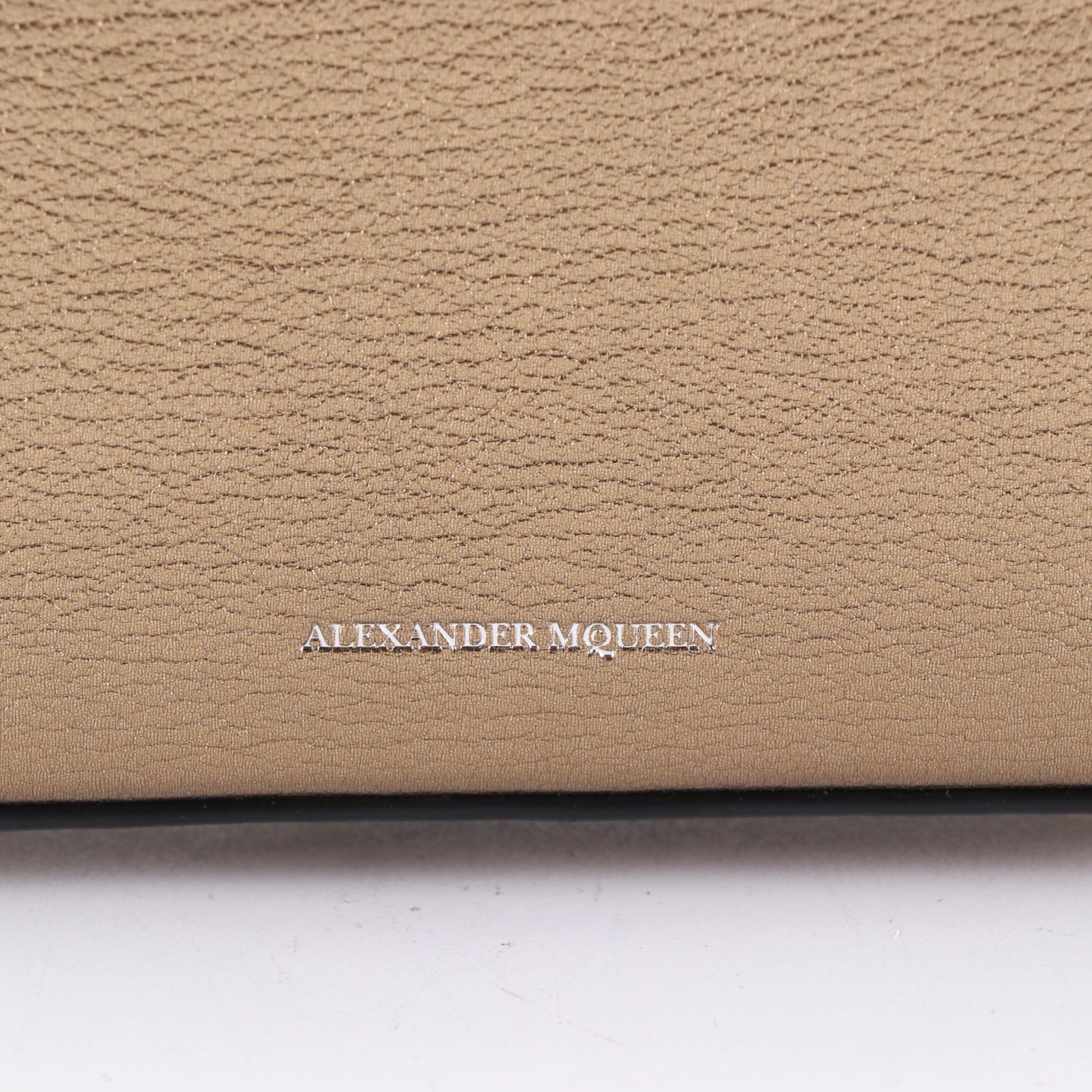 Alexander McQueen Metallic Leather Box Shoulder Bag with Chain/Detachable Strap