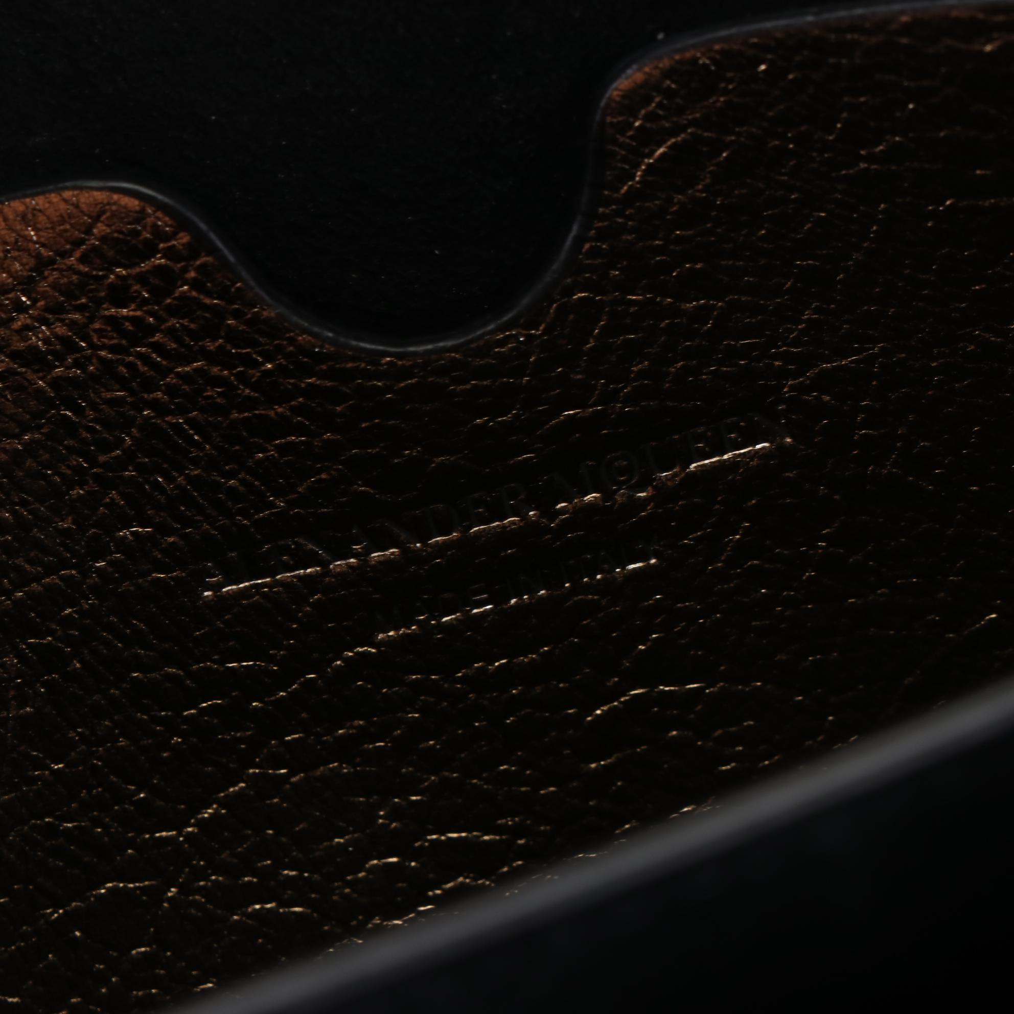 Alexander McQueen Metallic Leather Box Shoulder Bag with Chain/Detachable Strap