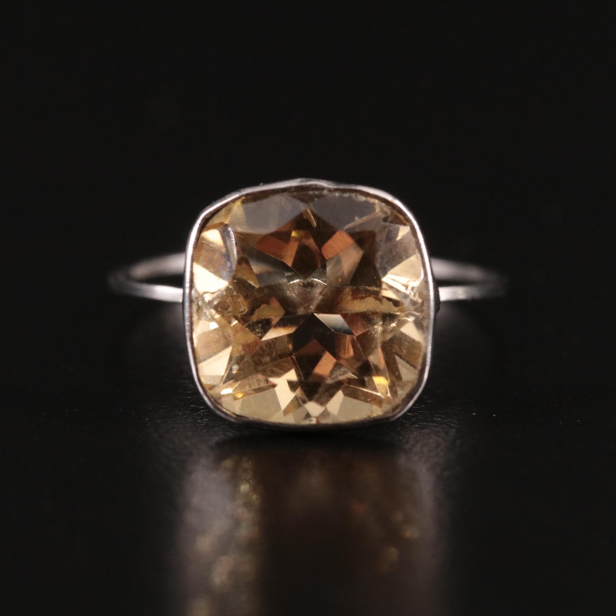 14K Citrine Solitaire Ring