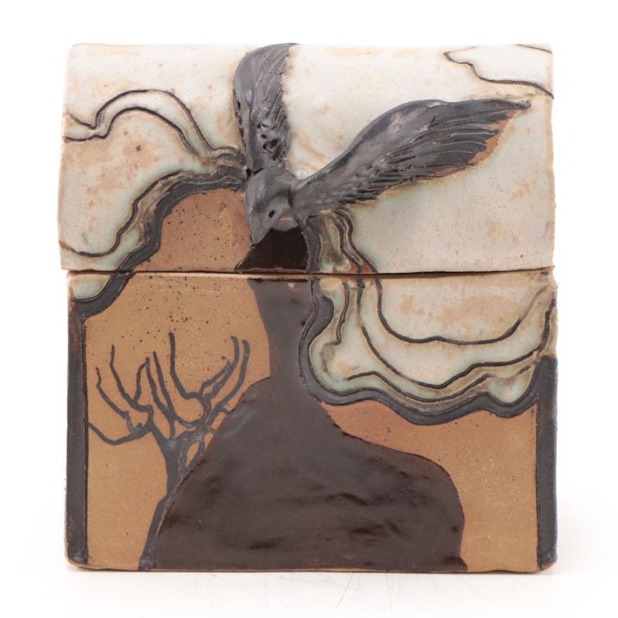 Mary Ann Wurst Hand Built Ceramic Box, Circa 1990