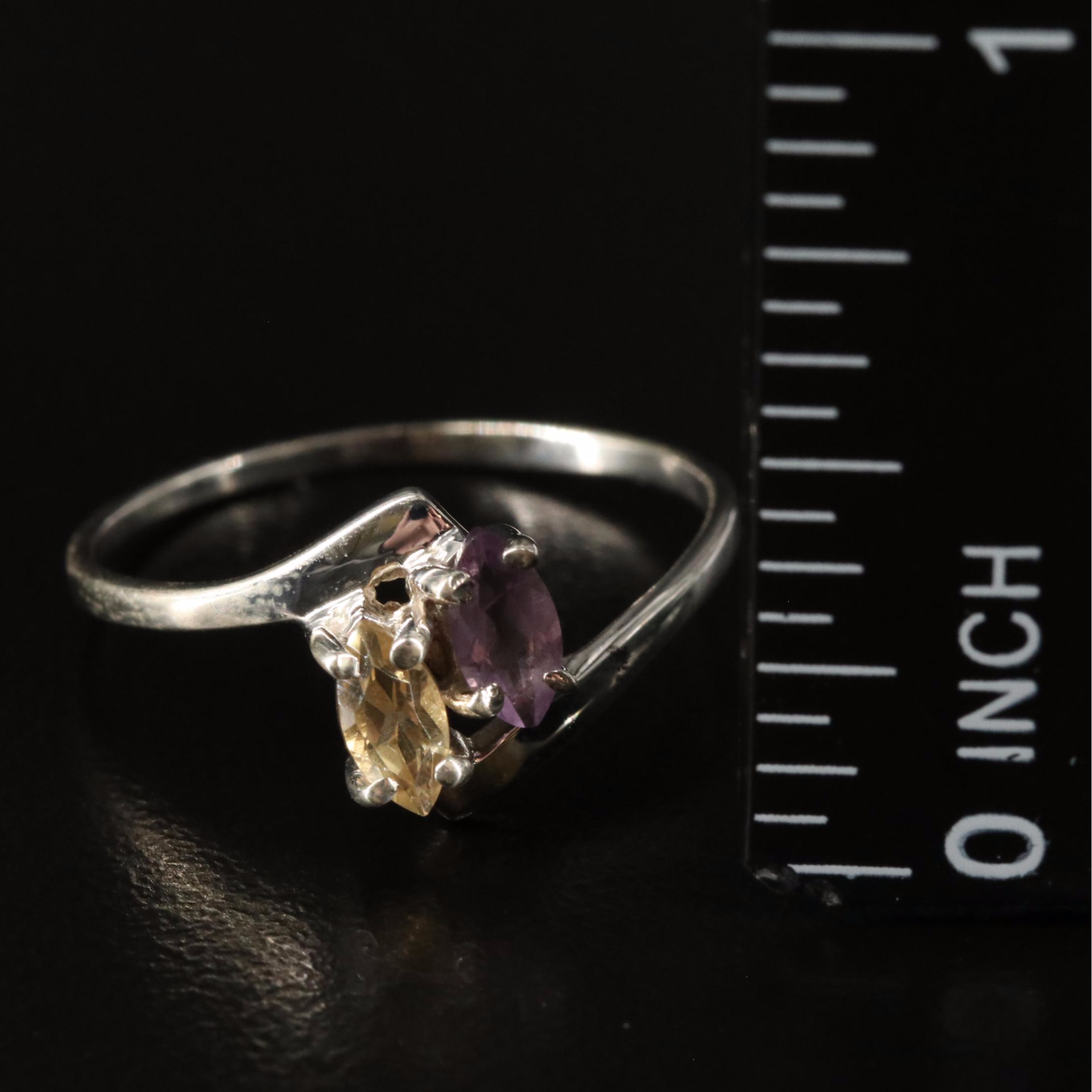 Sterling Citrine and Amethyst Ring