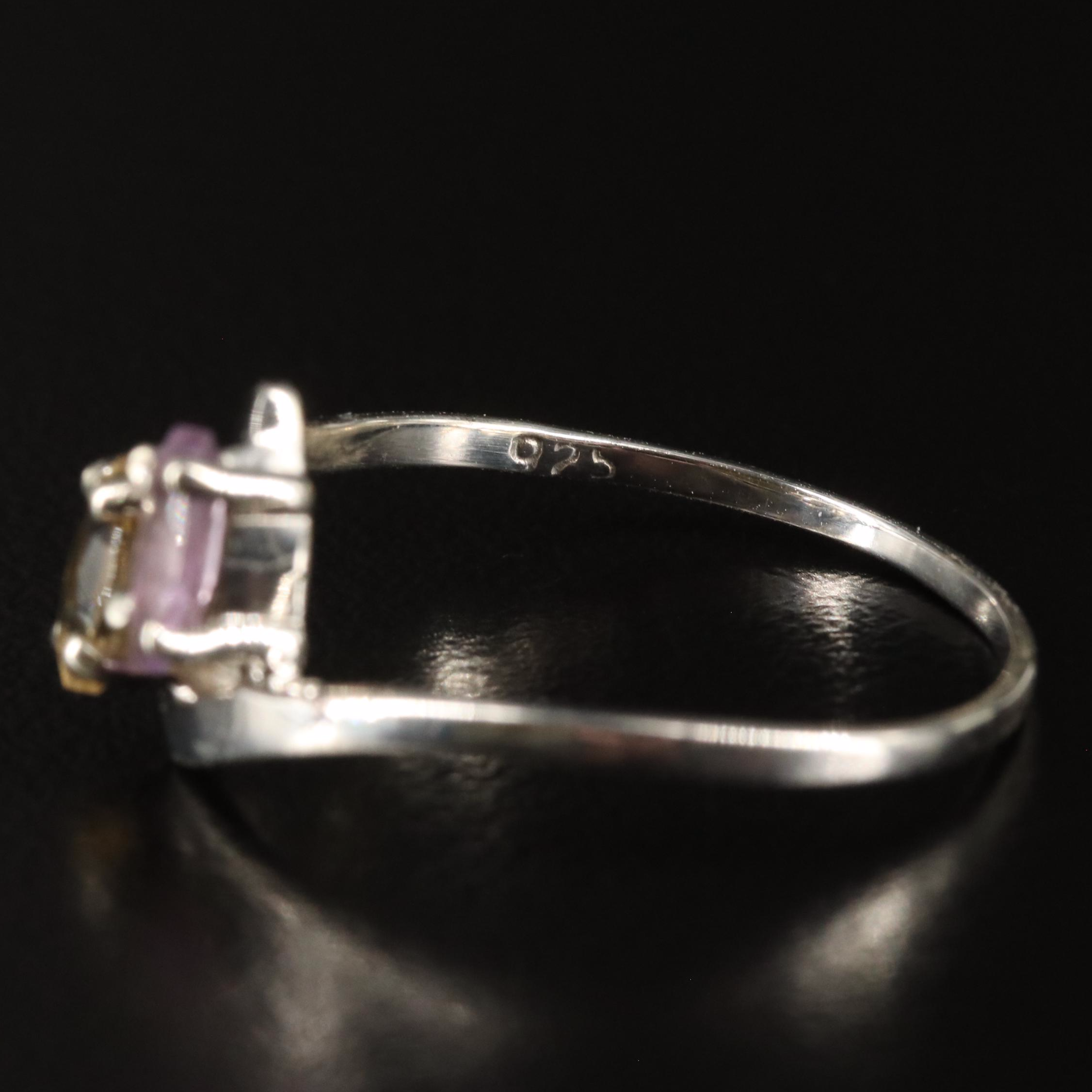 Sterling Citrine and Amethyst Ring