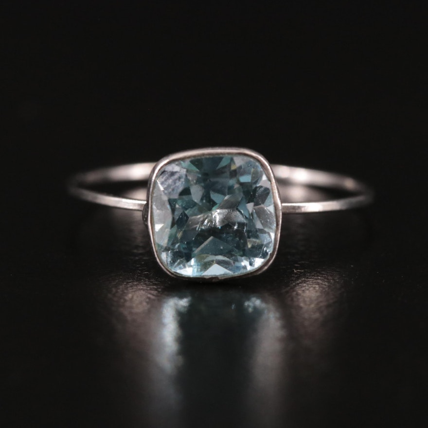 14K Blue Topaz Solitaire Ring