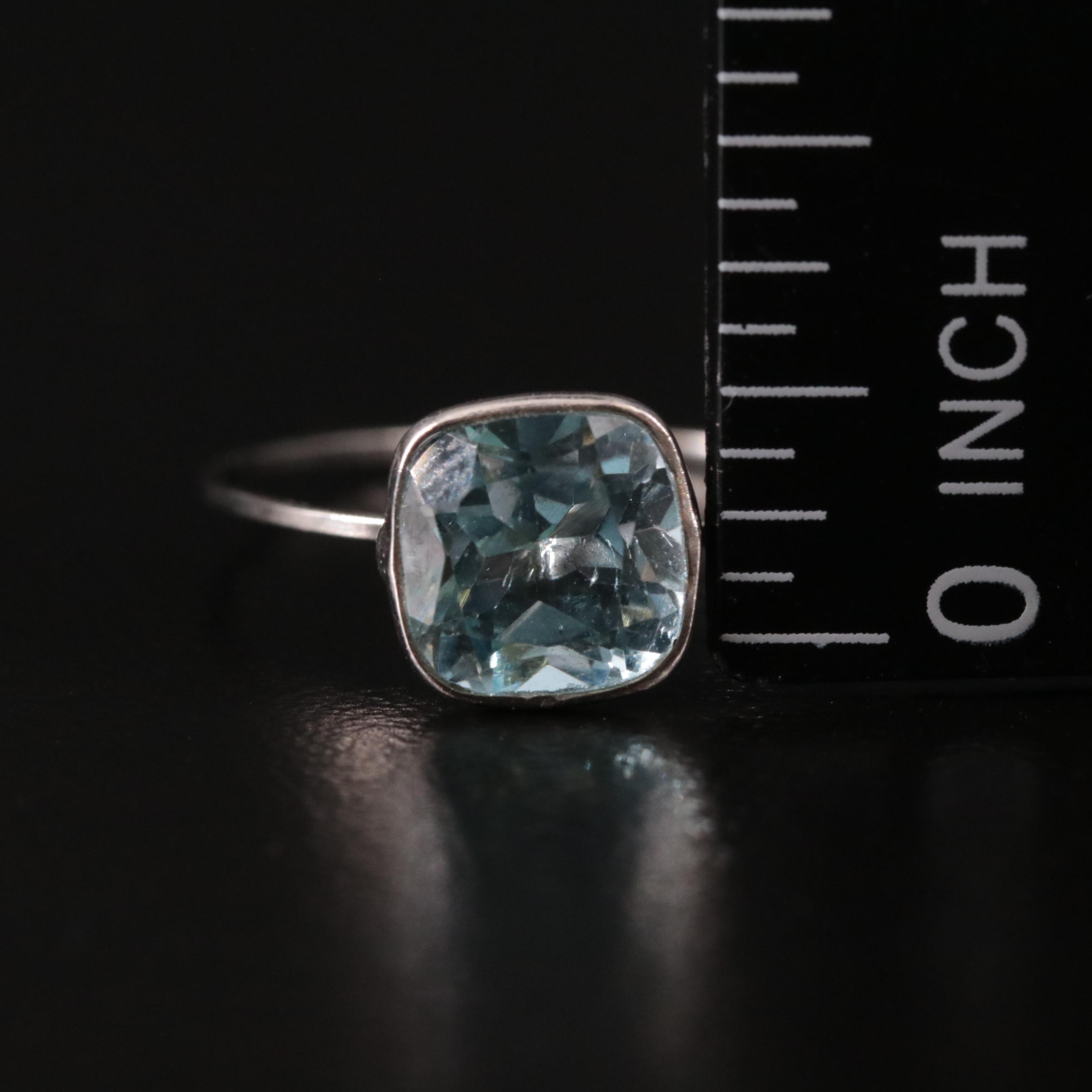 14K Blue Topaz Solitaire Ring