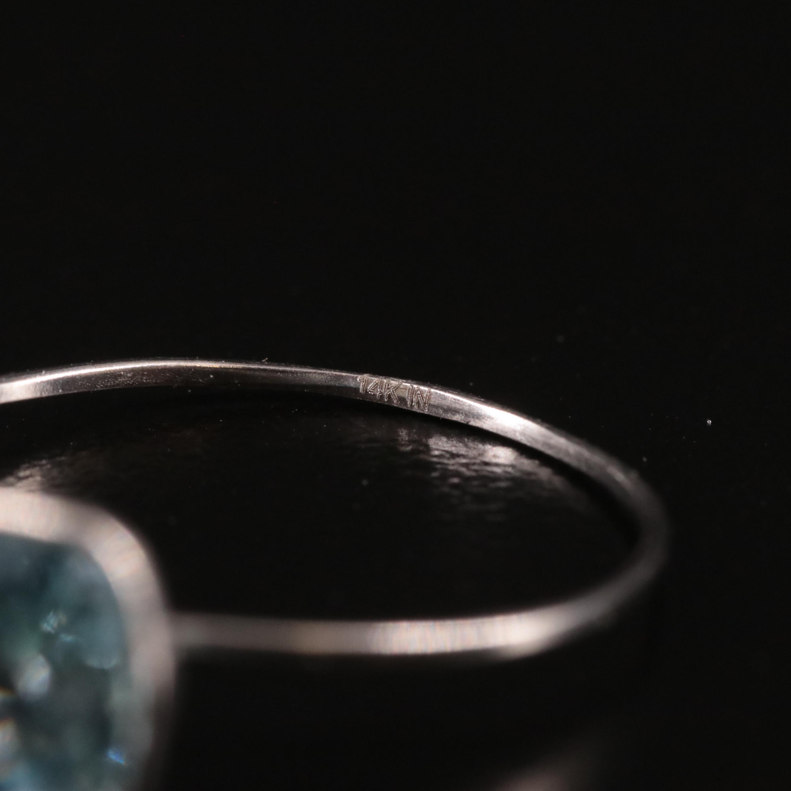 14K Blue Topaz Solitaire Ring