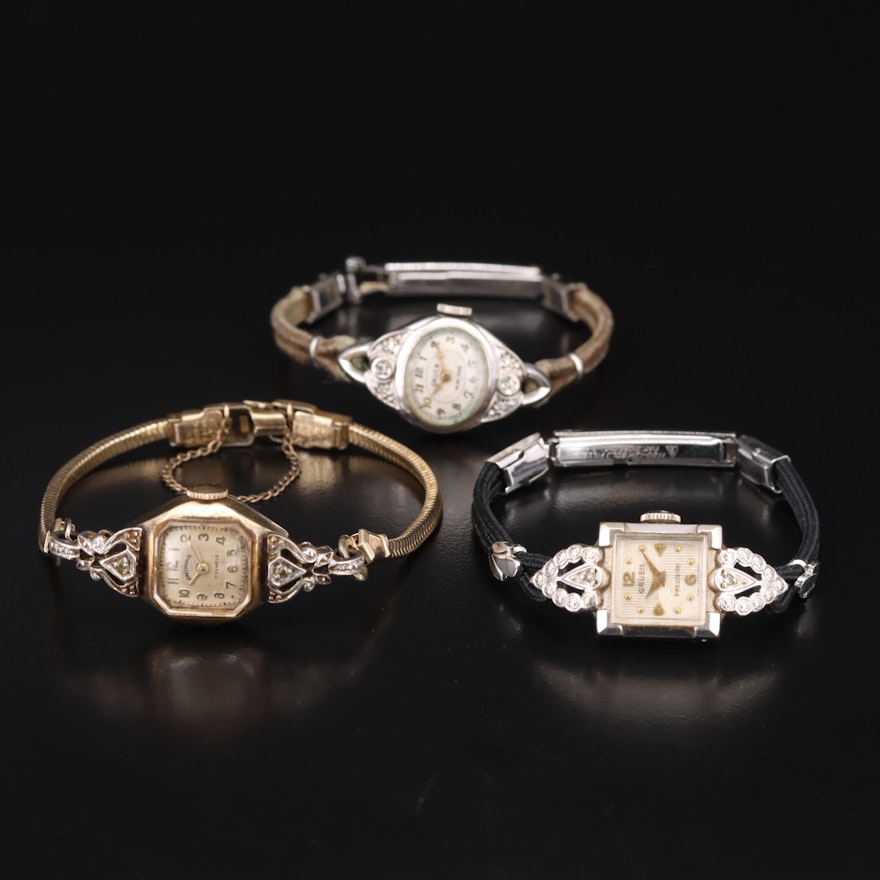Trio of Vintage Diamond Accented Wristwatches