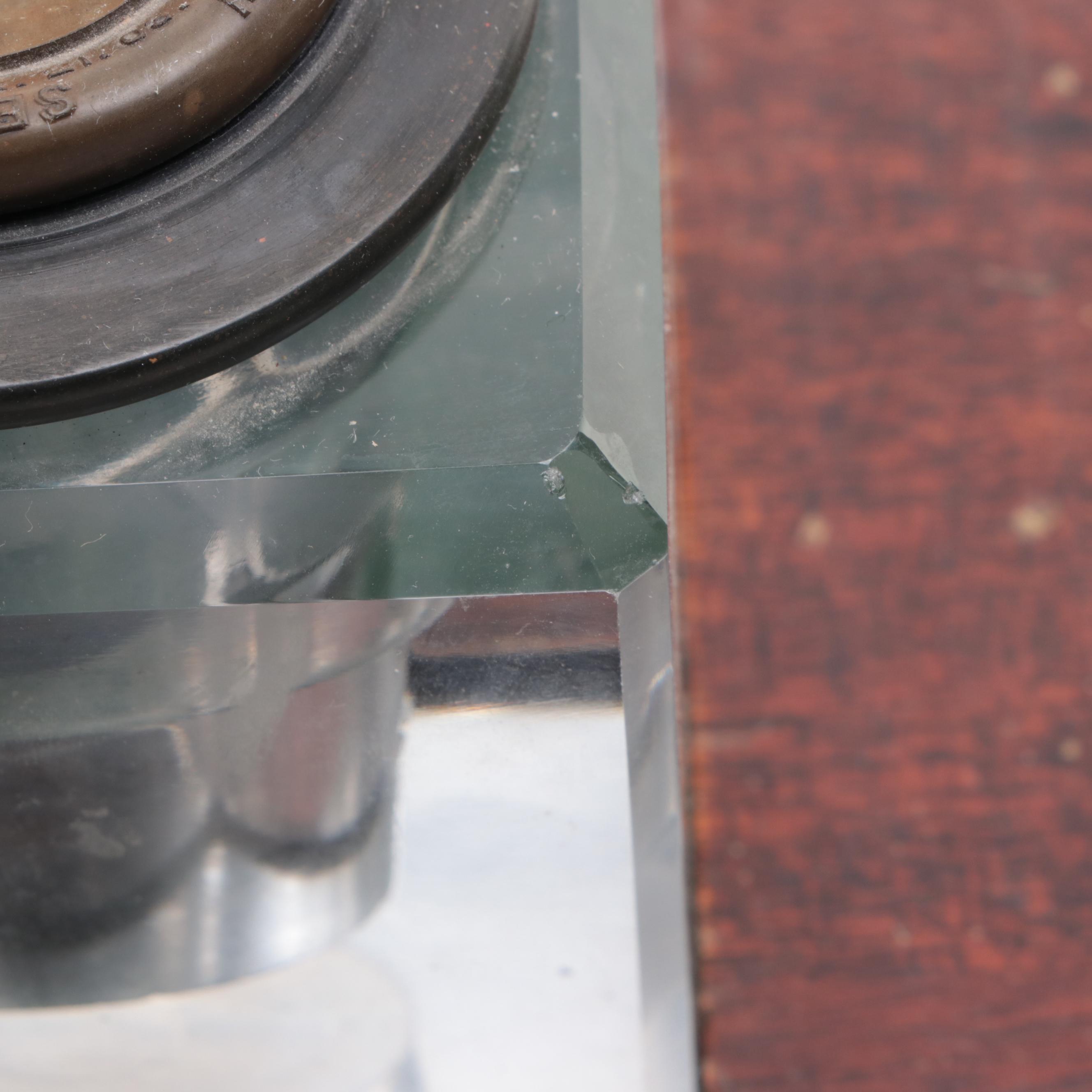 Sengbusch Self-Closing Inkwells with Mahogany Stand and Faber Dip Pen