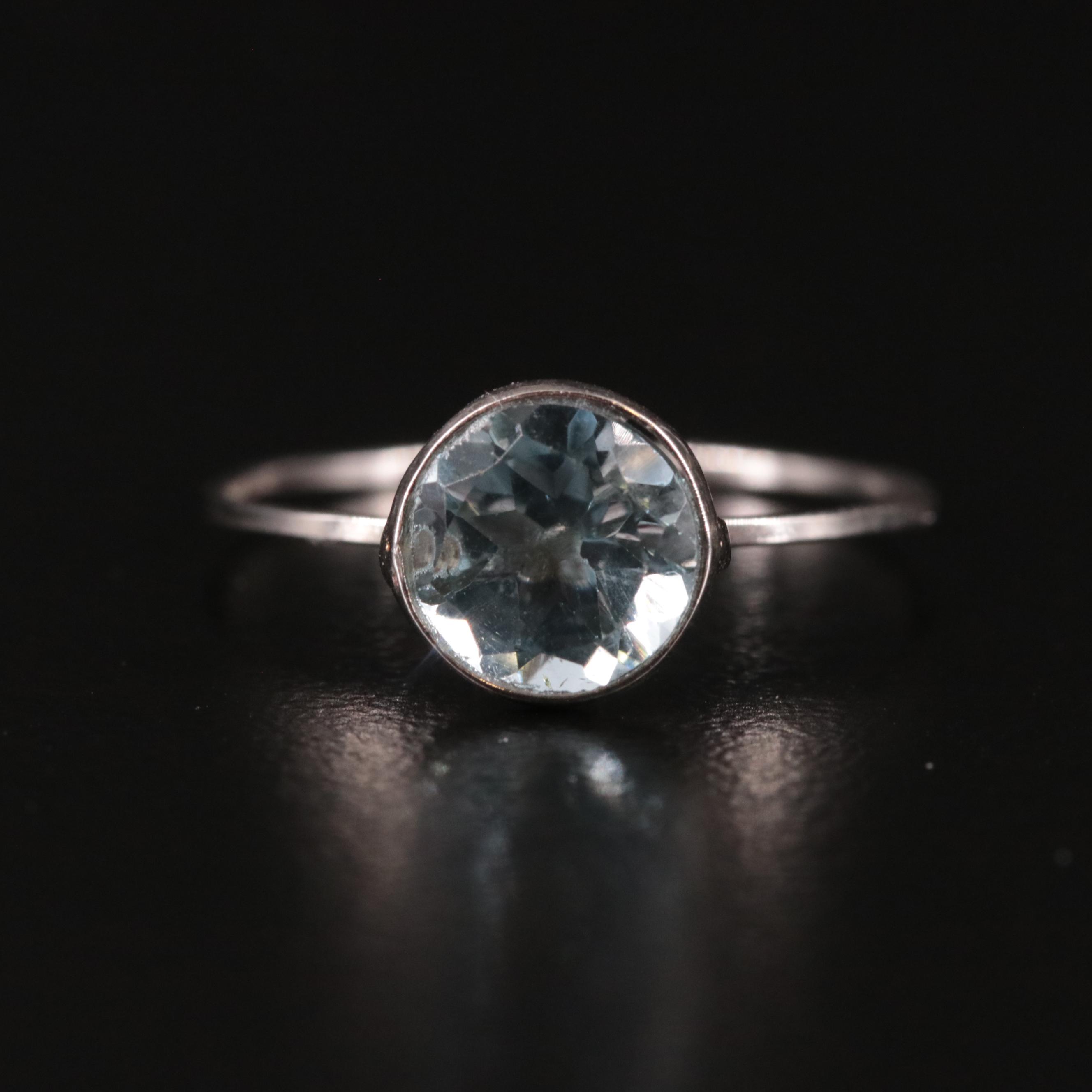 14K Blue Topaz Solitaire Ring