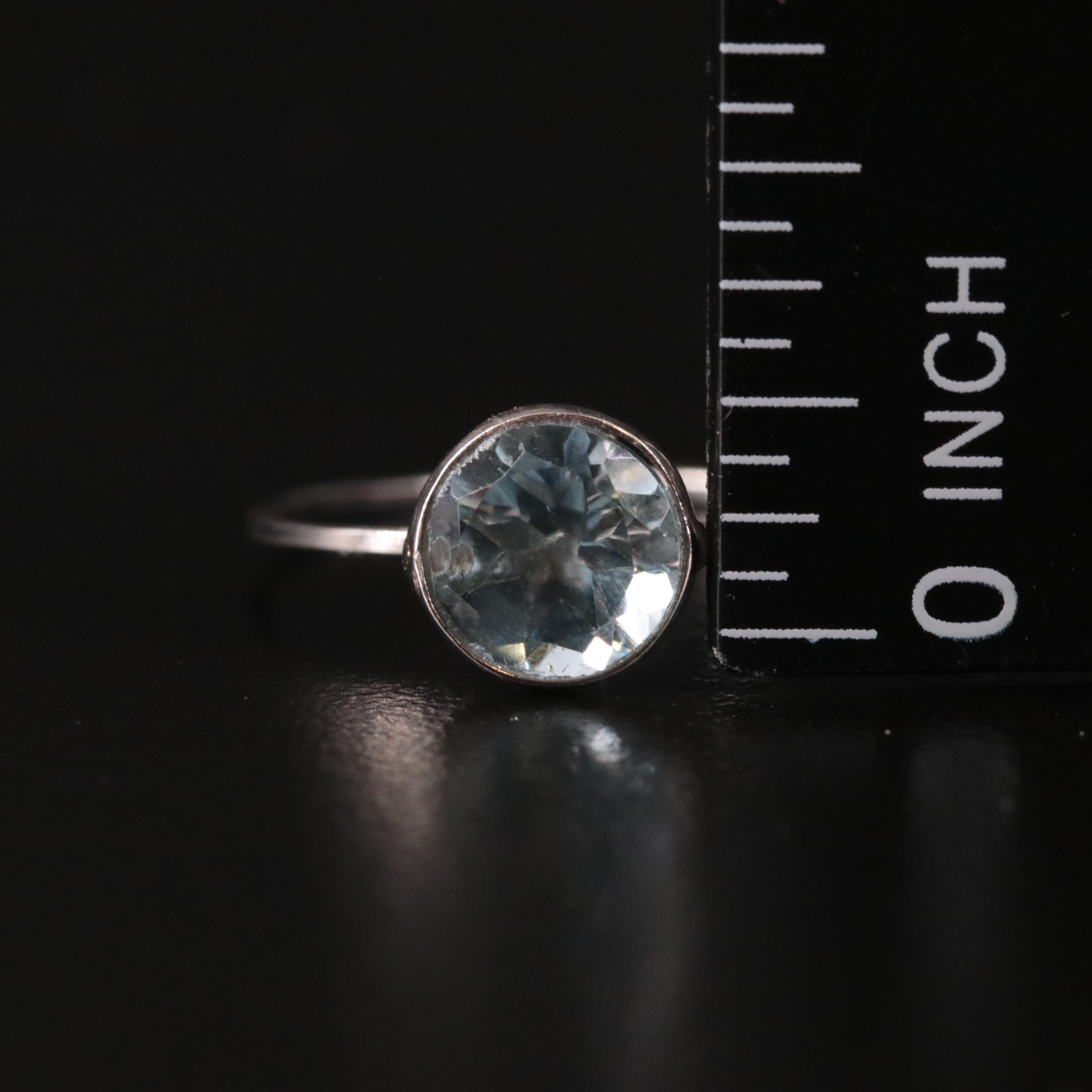 14K Blue Topaz Solitaire Ring