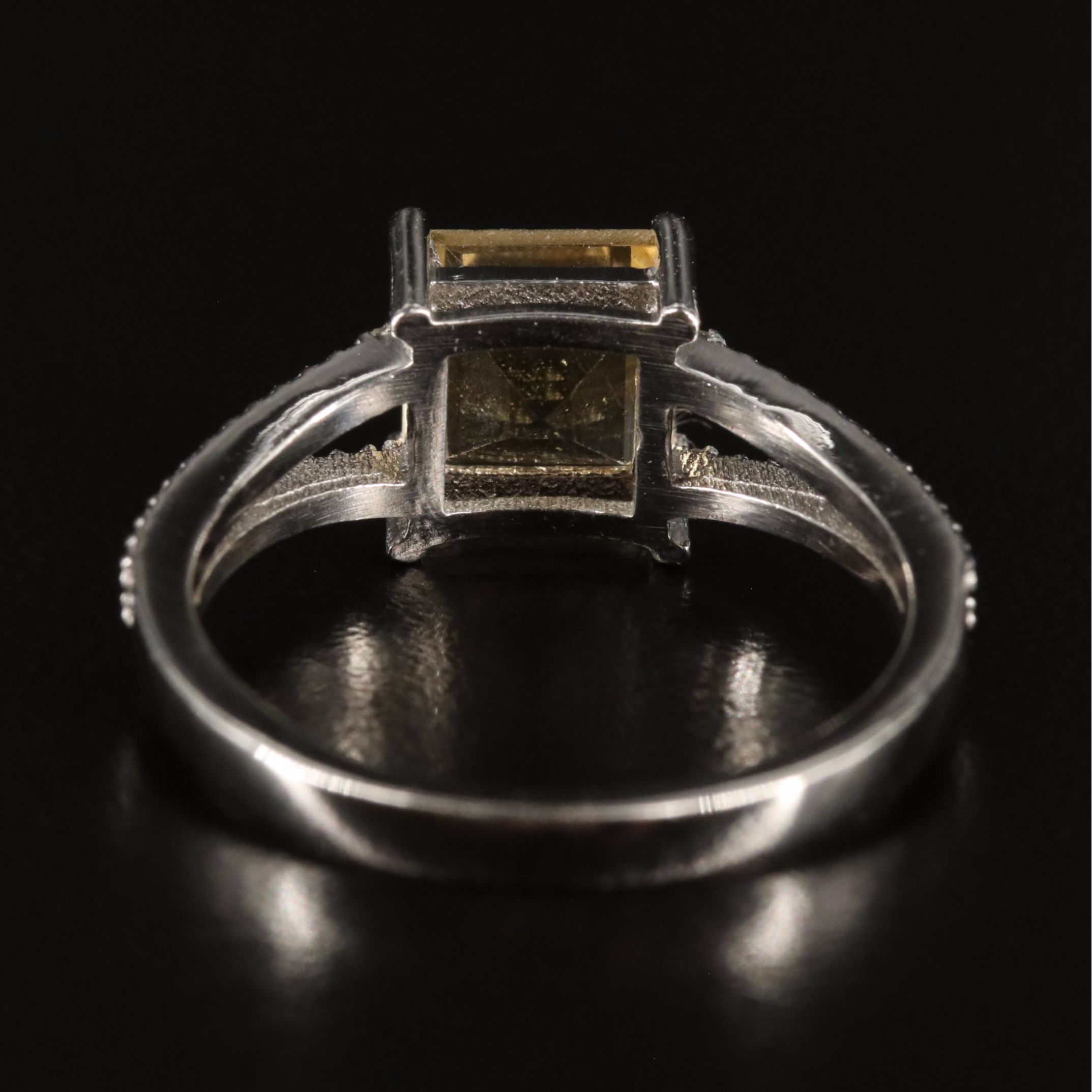 Sterling Citrine and Diamond Ring