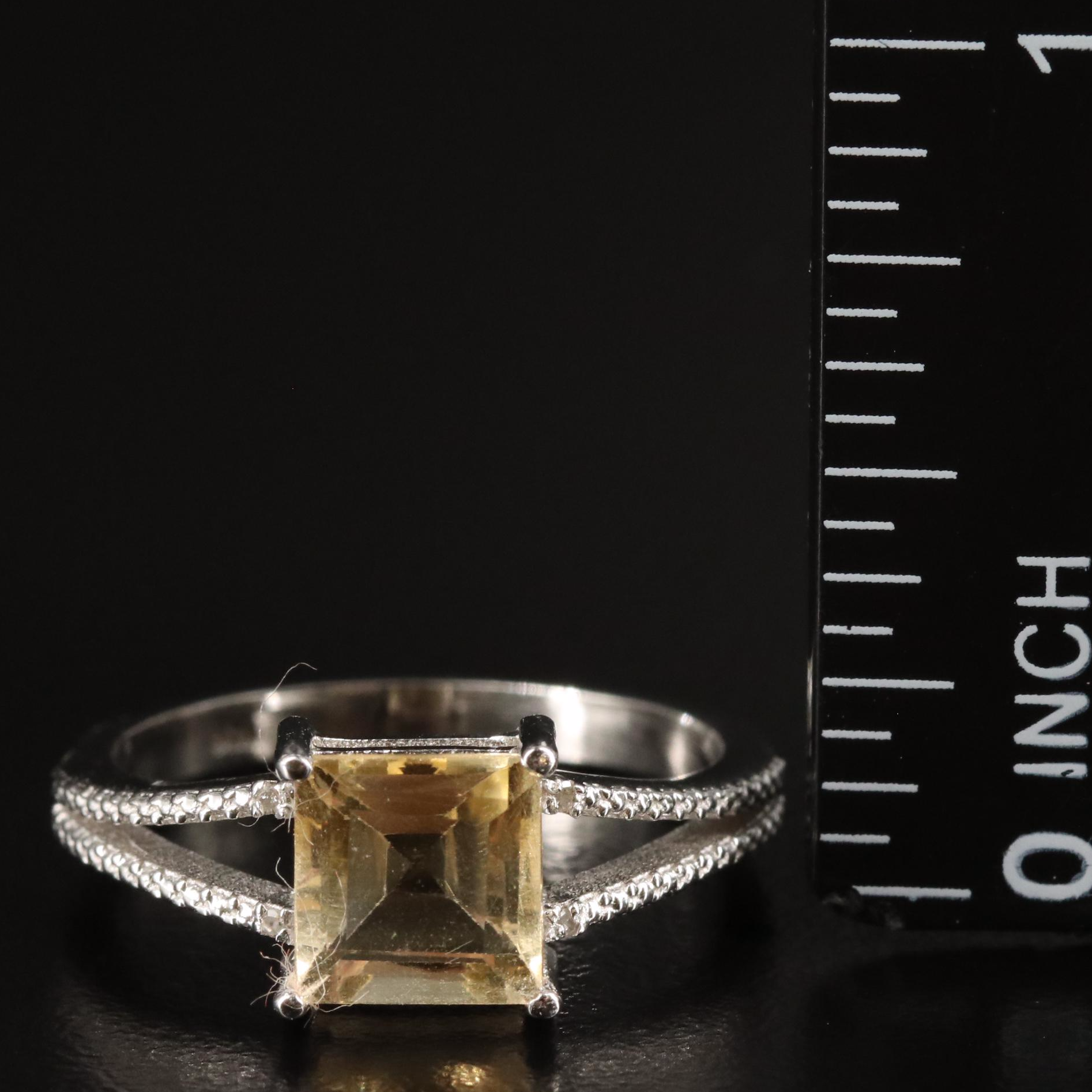 Sterling Citrine and Diamond Ring