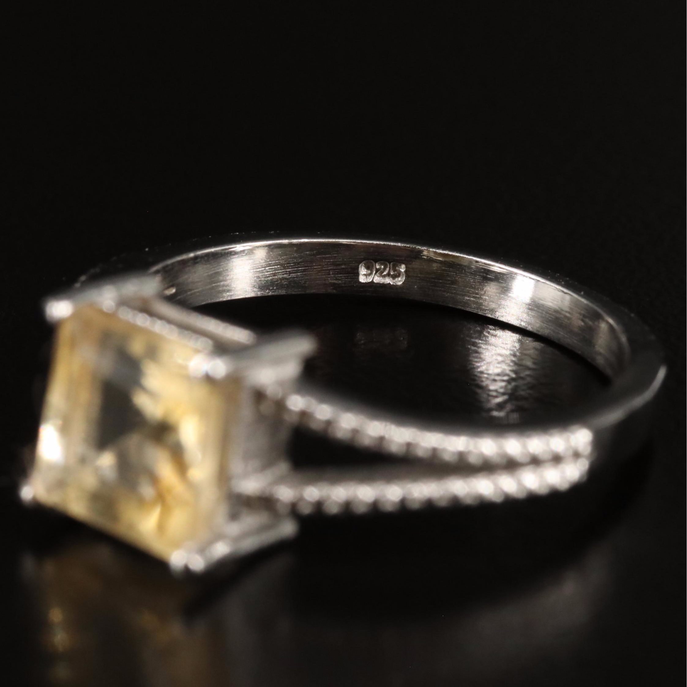 Sterling Citrine and Diamond Ring