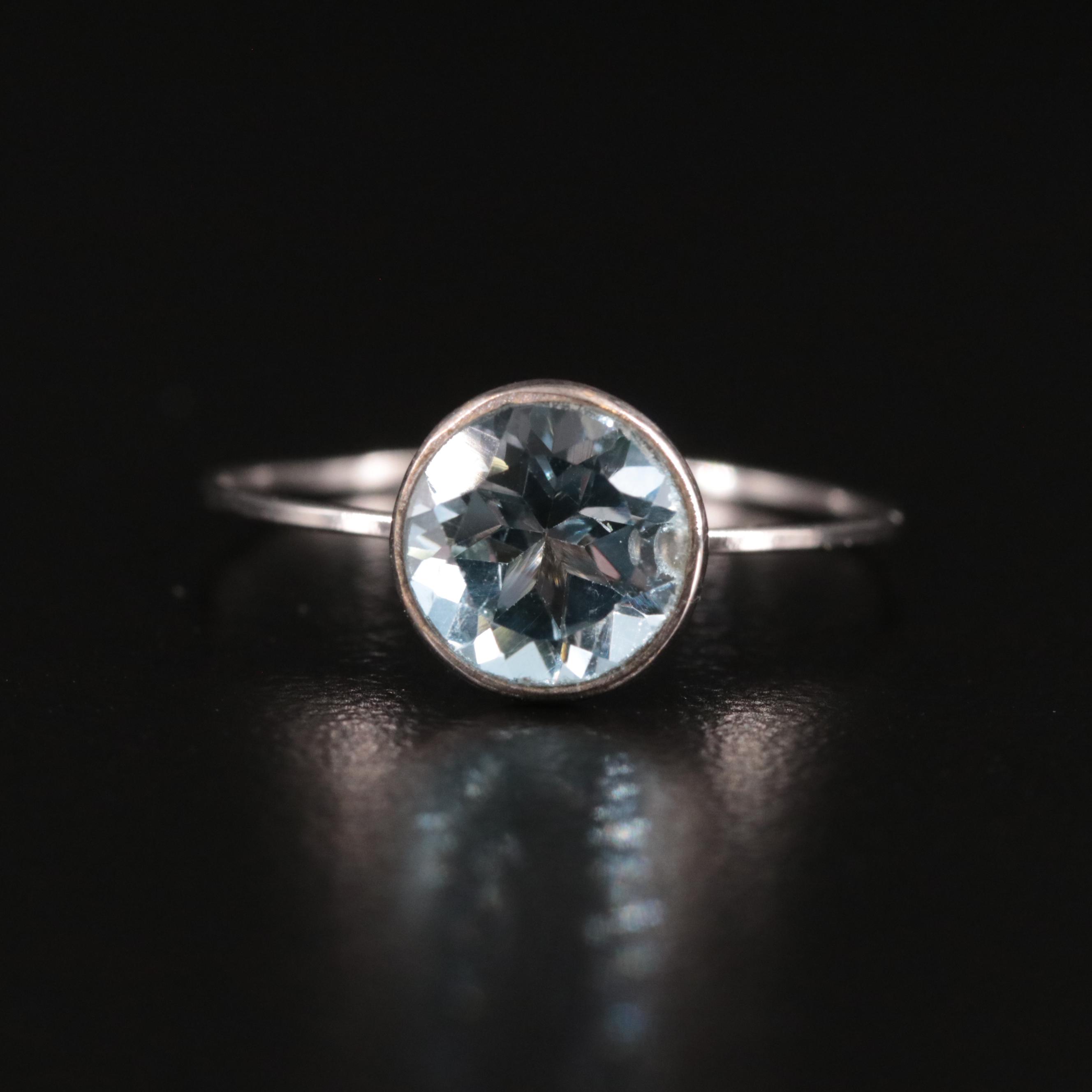 14K Blue Topaz Solitaire Ring