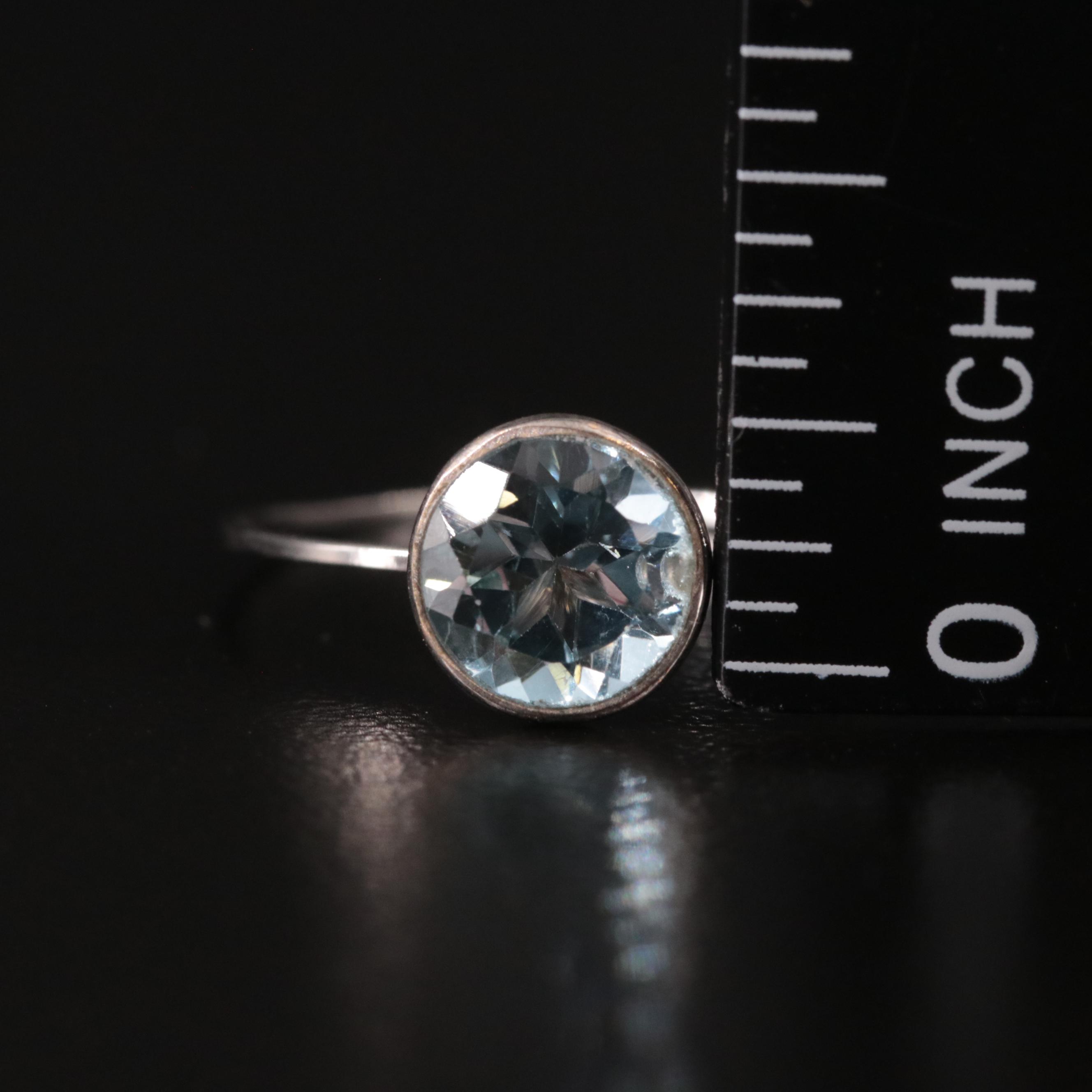 14K Blue Topaz Solitaire Ring