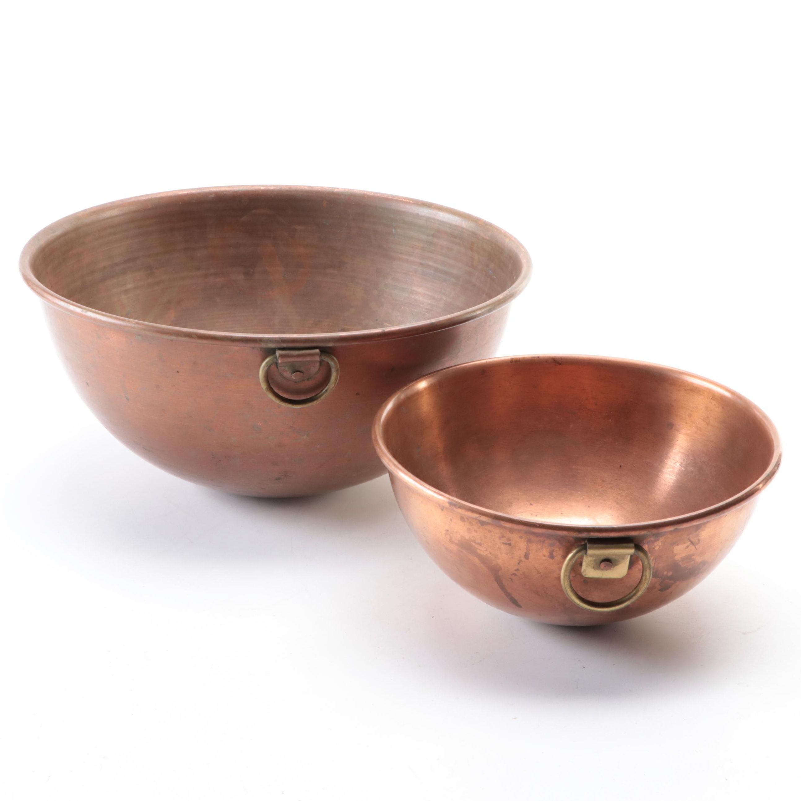 Copper Batter Bowls with Brass Rings