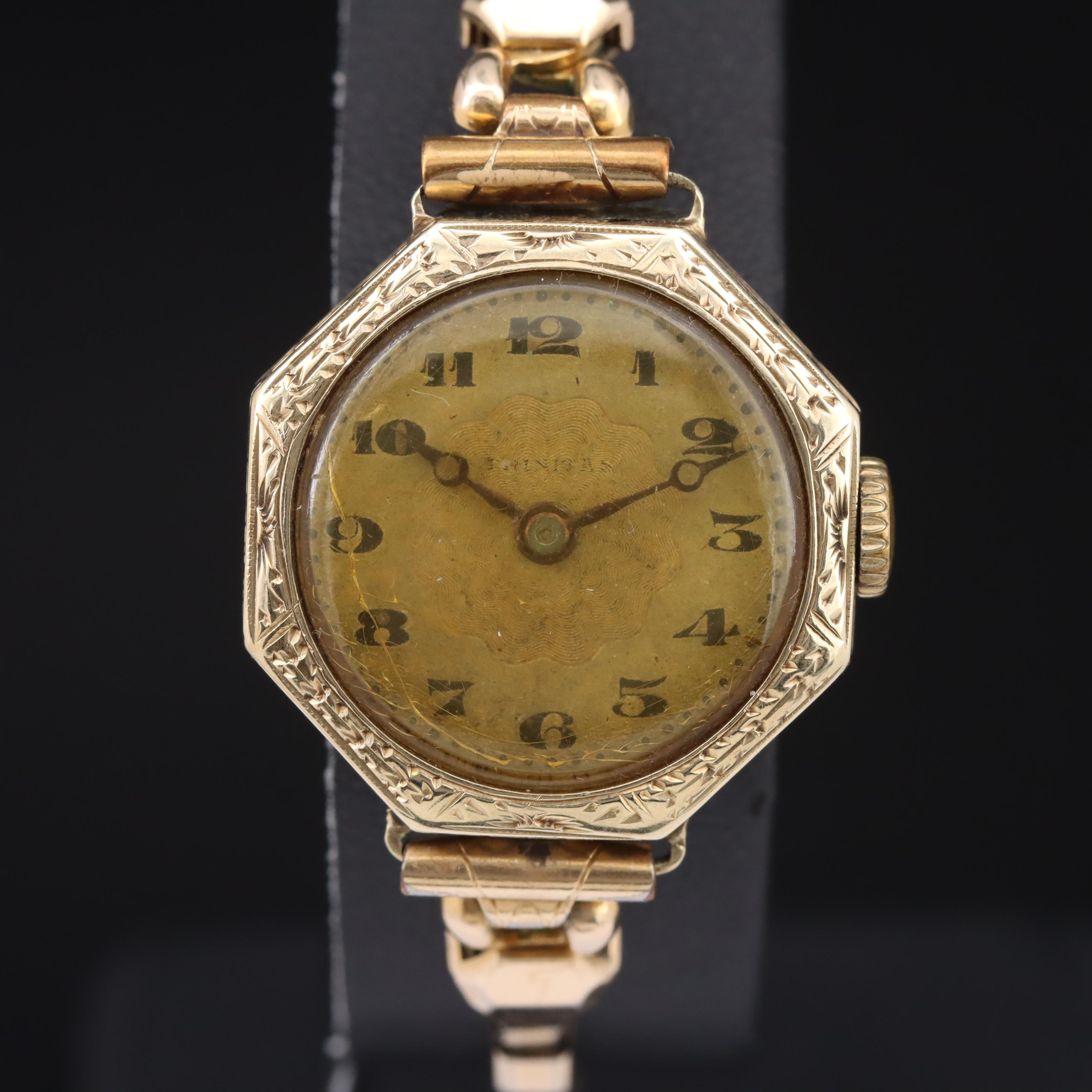 14K Swiss Ornate Octagonal Shape Vintage Watch