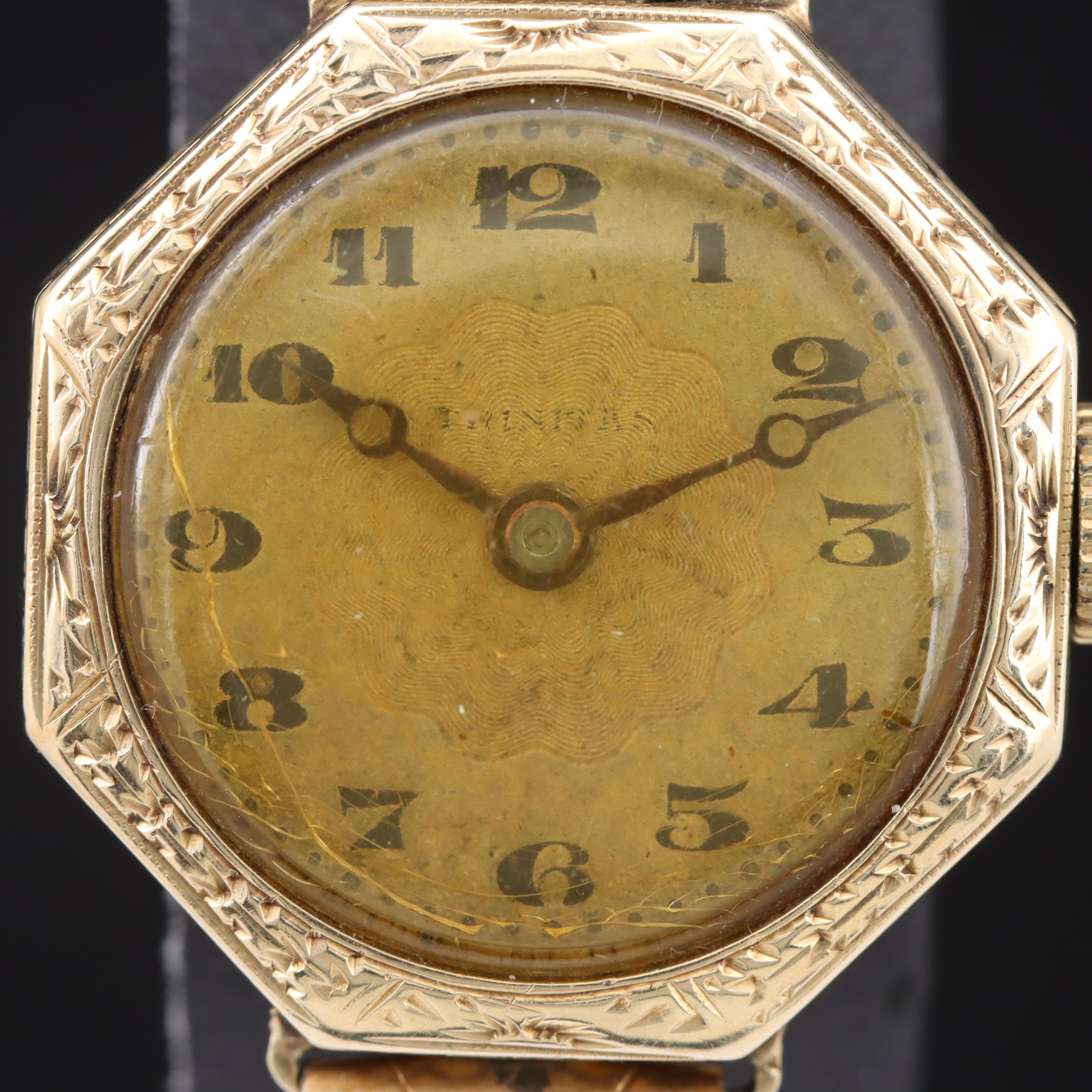 14K Swiss Ornate Octagonal Shape Vintage Watch