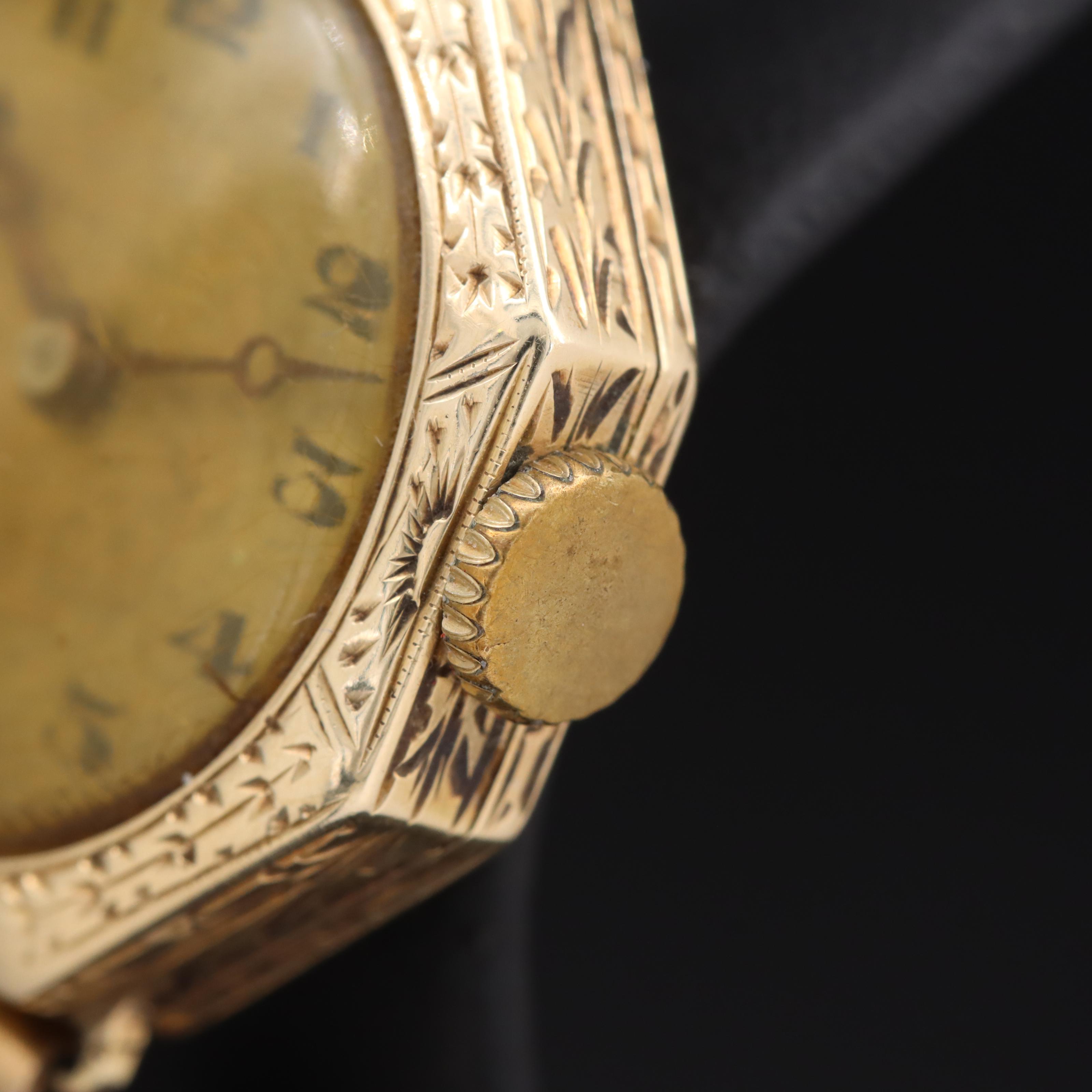 14K Swiss Ornate Octagonal Shape Vintage Watch