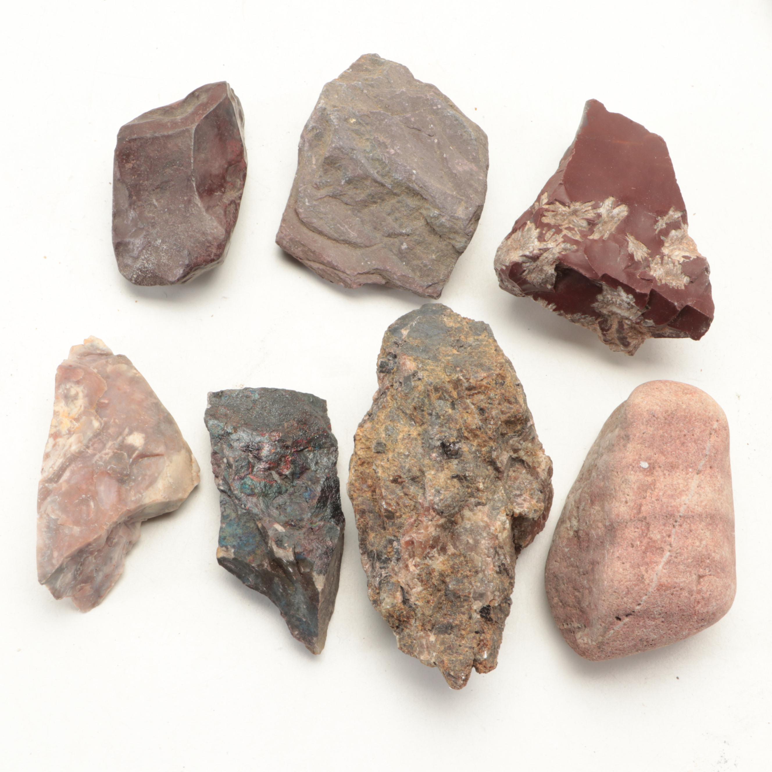 Rough Rhyolite, Dolostone, Basalt, and Other Mineral Specimens