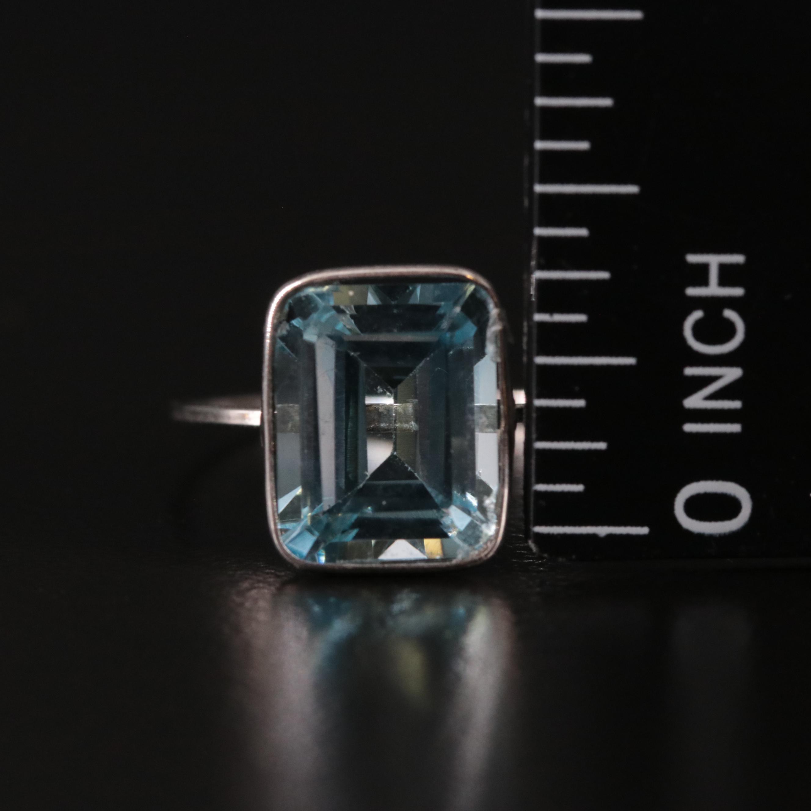 14K Blue Topaz Solitaire Ring