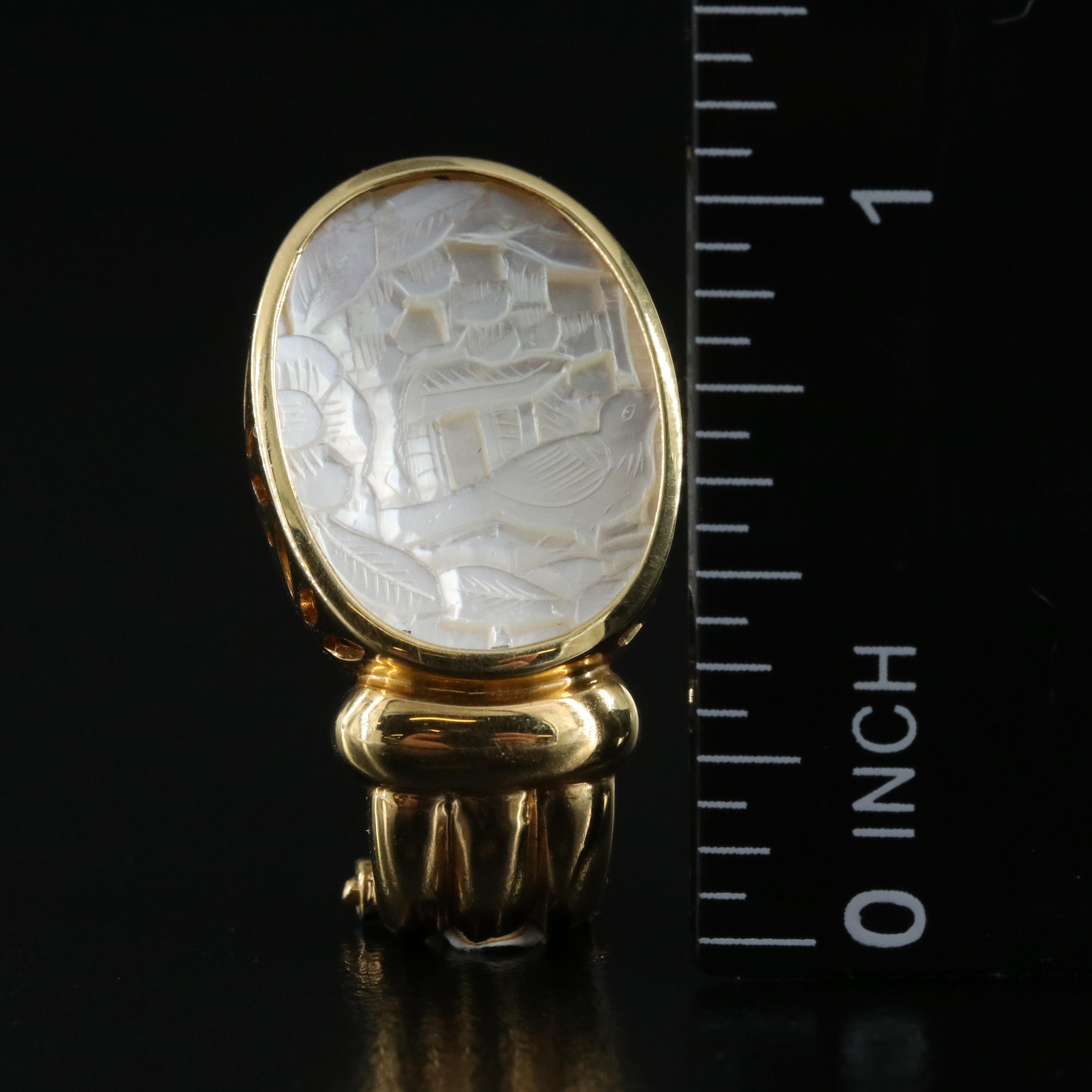 18K Carved Mother-of-Pearl Earrings