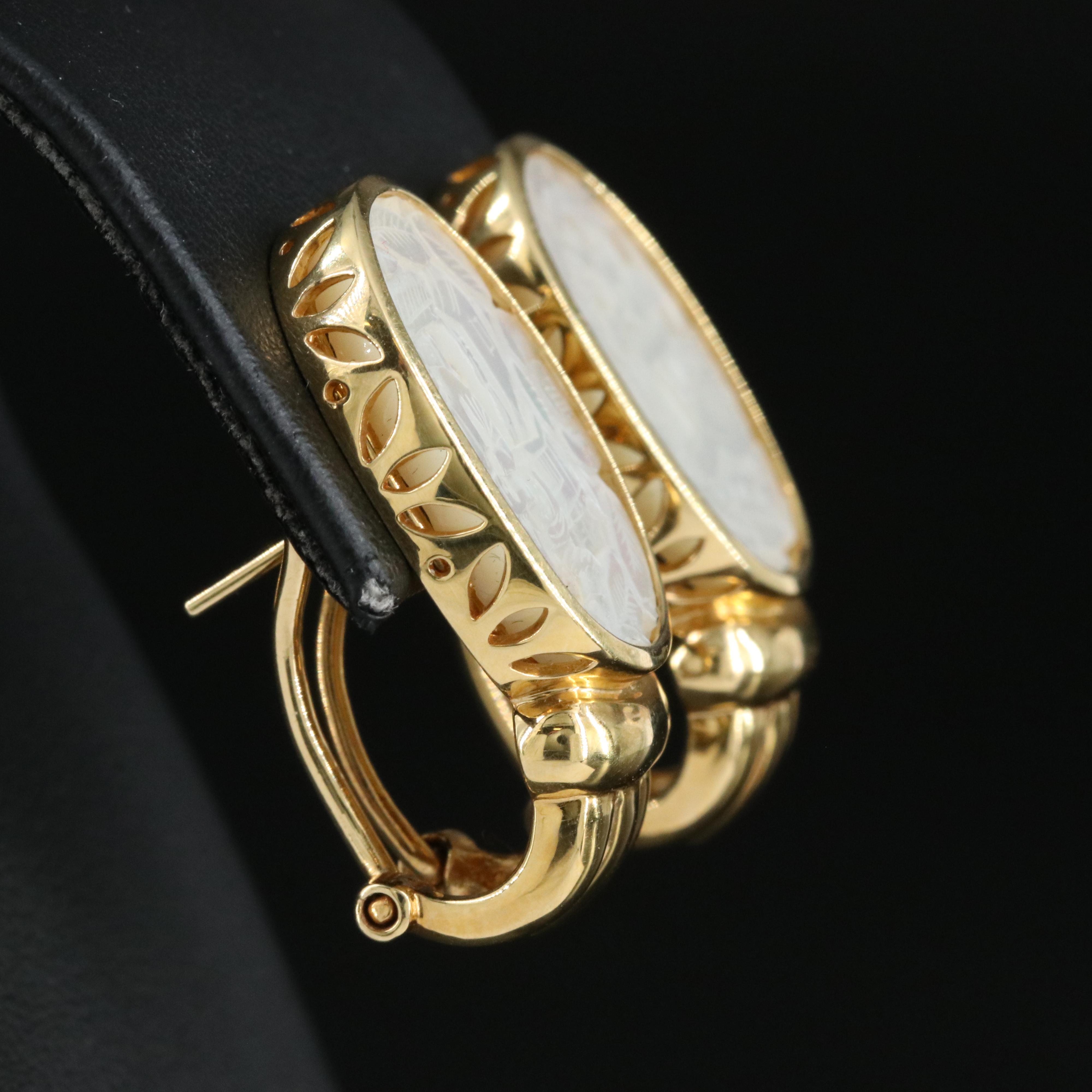 18K Carved Mother-of-Pearl Earrings