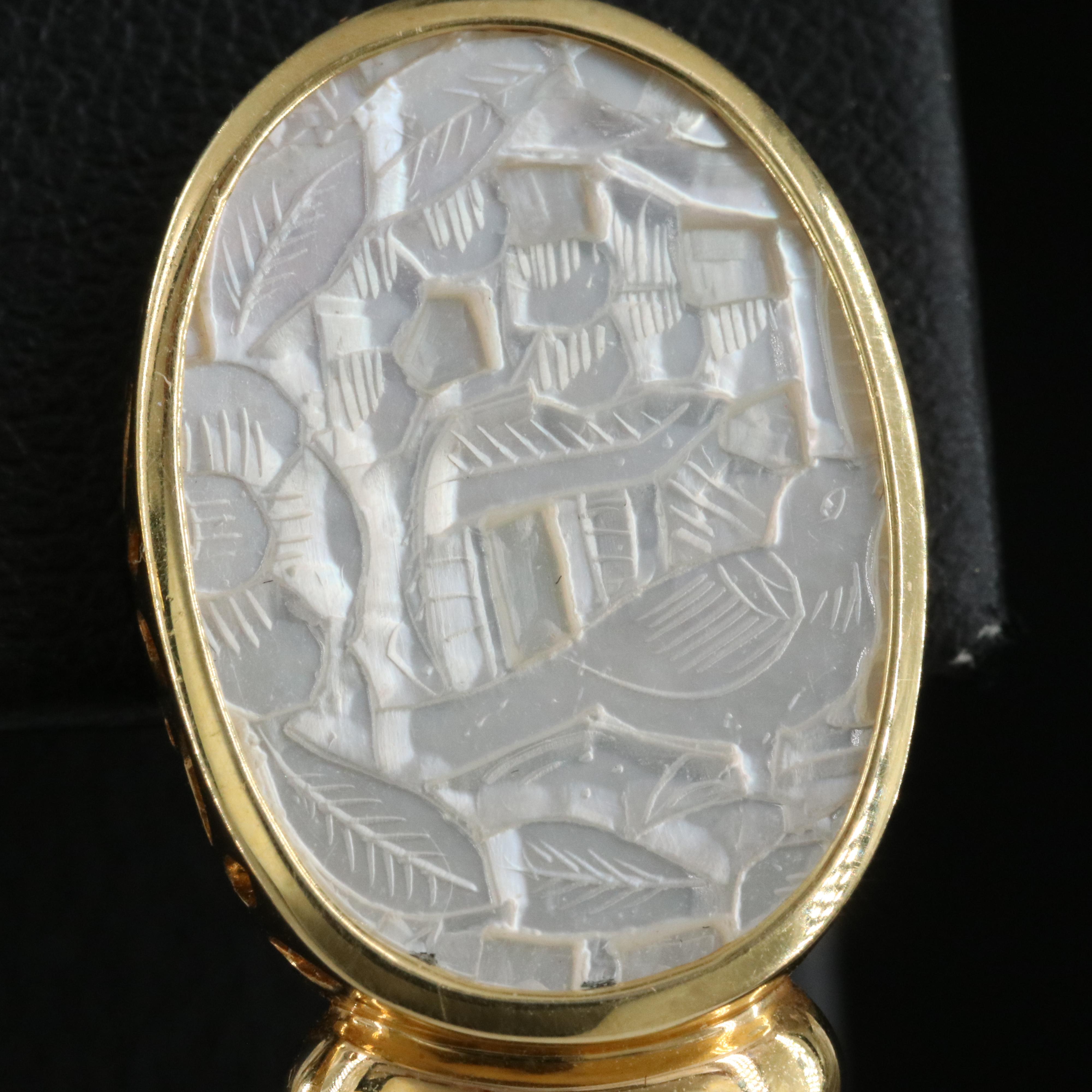 18K Carved Mother-of-Pearl Earrings