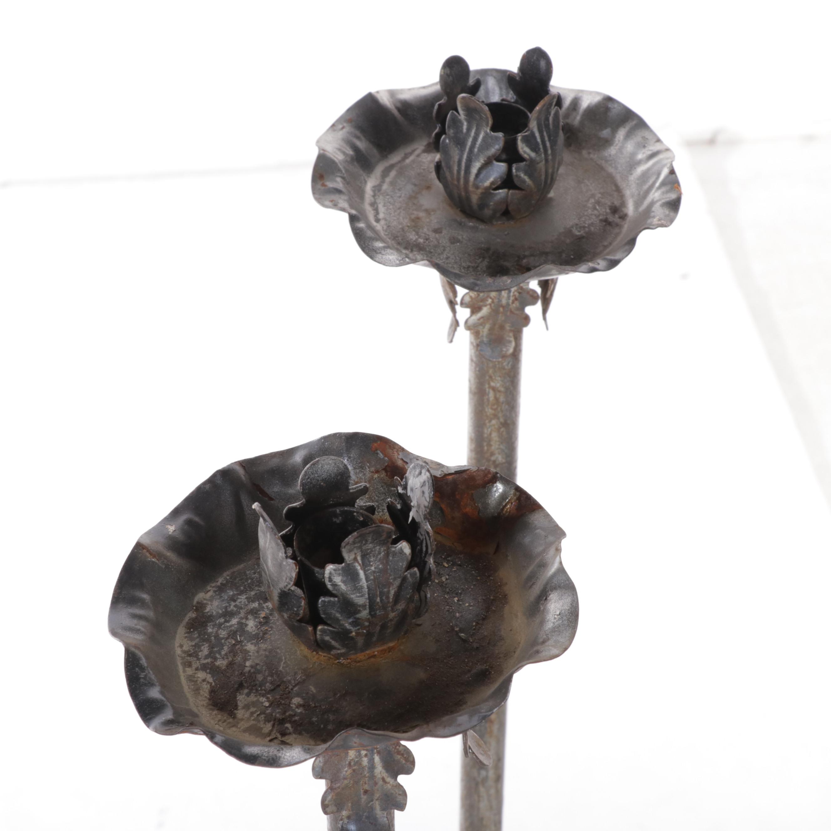 Late Victorian Floor Standing Gas Lamps, Adapted to Candleholders