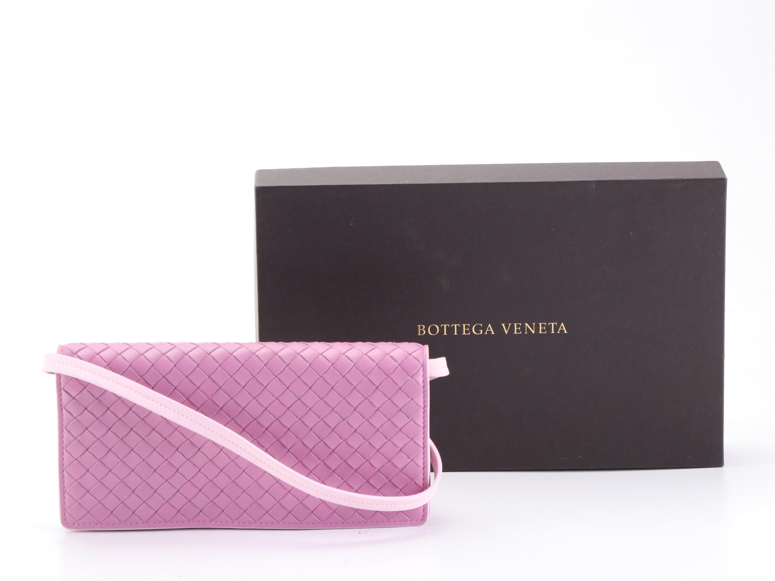 Bottega Veneta Wallet on Strap in Intrecciato Nappa Leather with Box