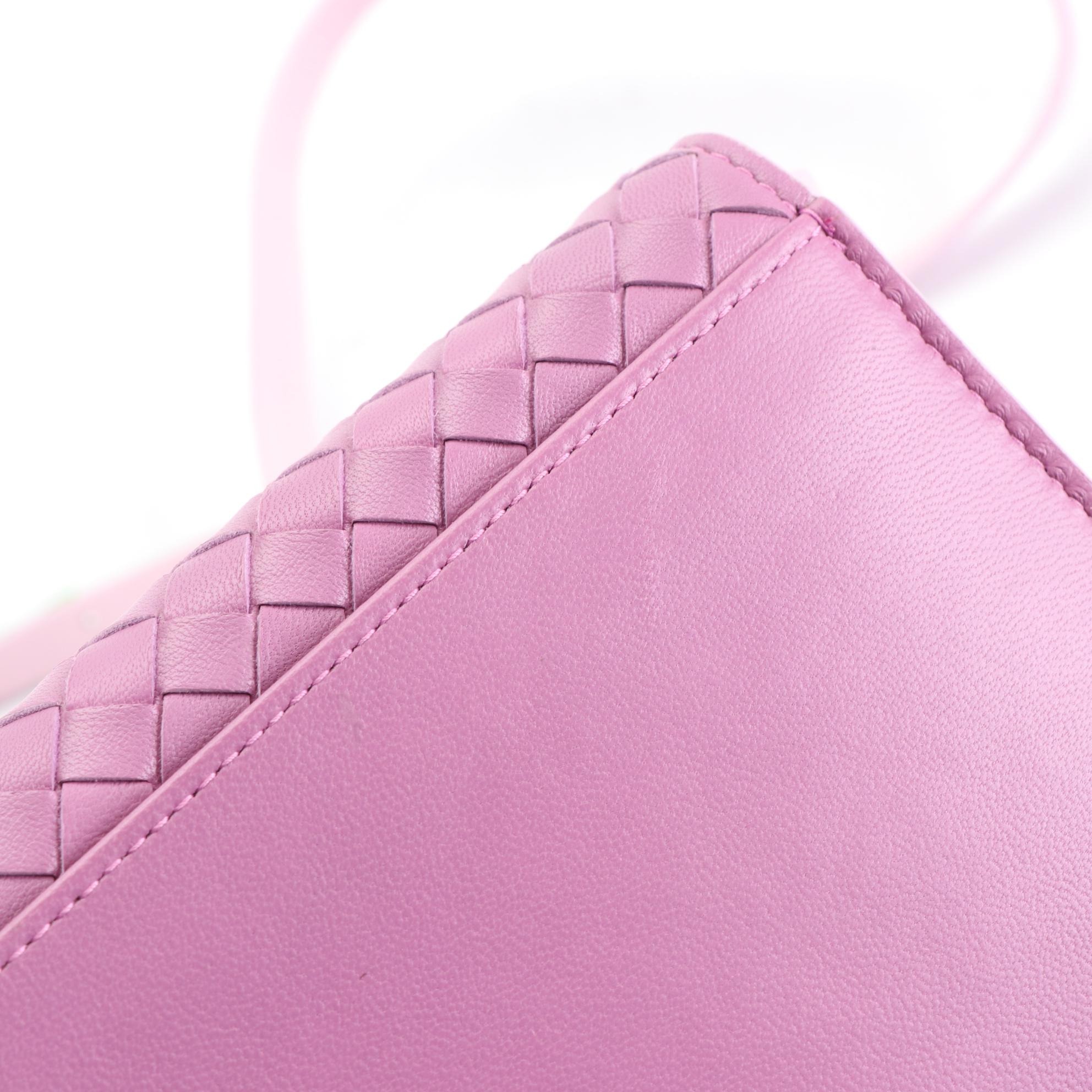 Bottega Veneta Wallet on Strap in Intrecciato Nappa Leather with Box