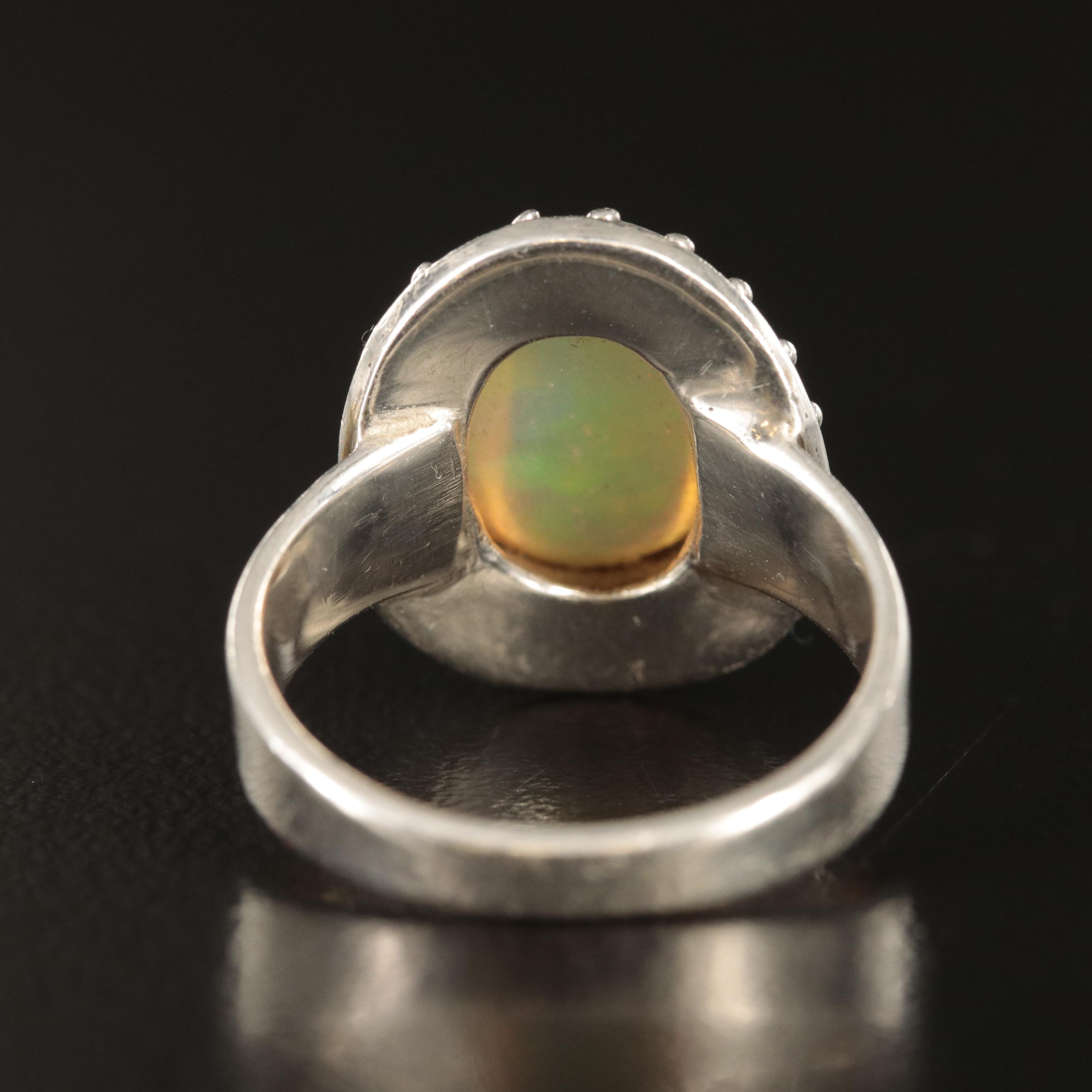 Sterling Opal Ring with Granulation Accents
