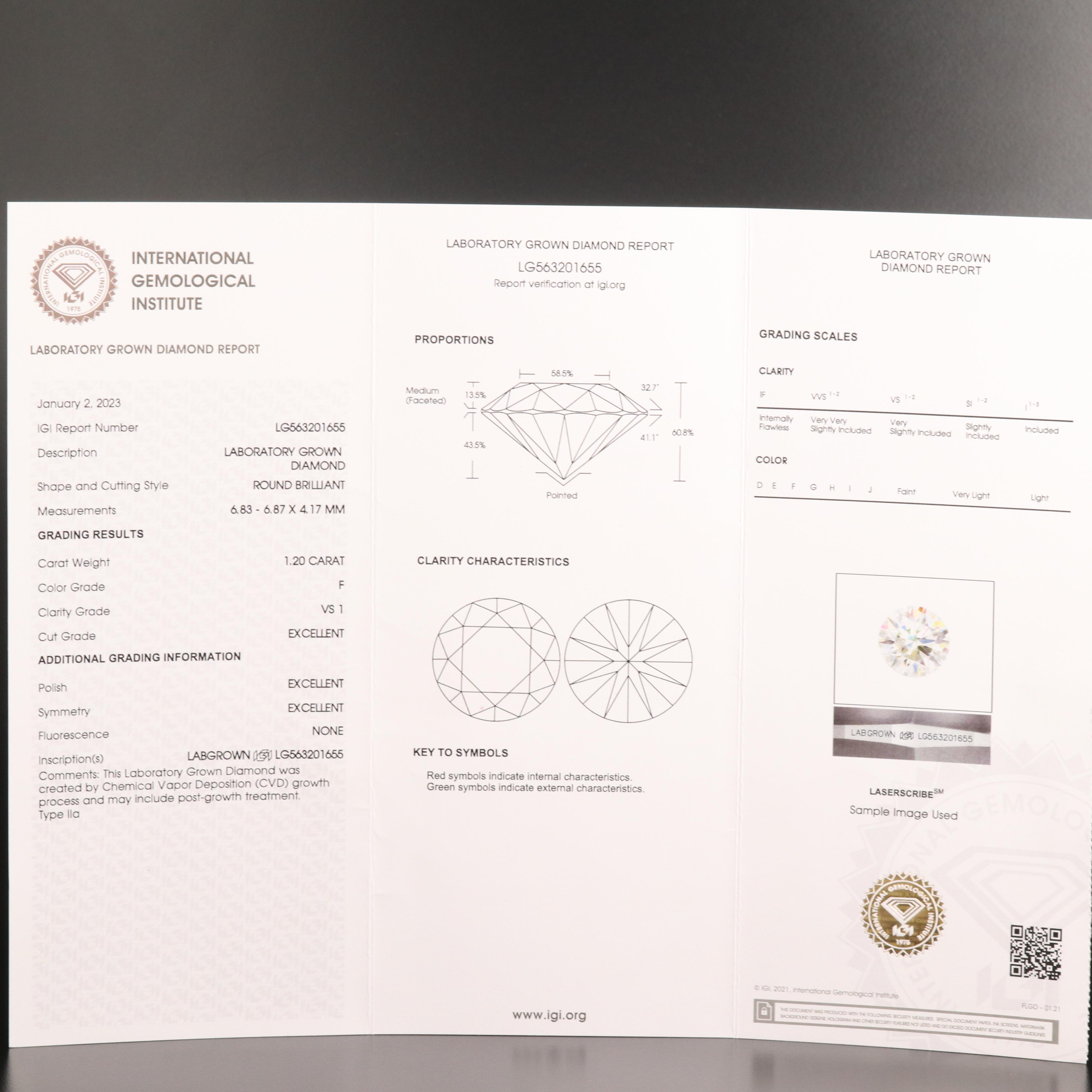 Platinum 2.40 CTW Lab Grown Diamond Stud Earrings with IGI Reports