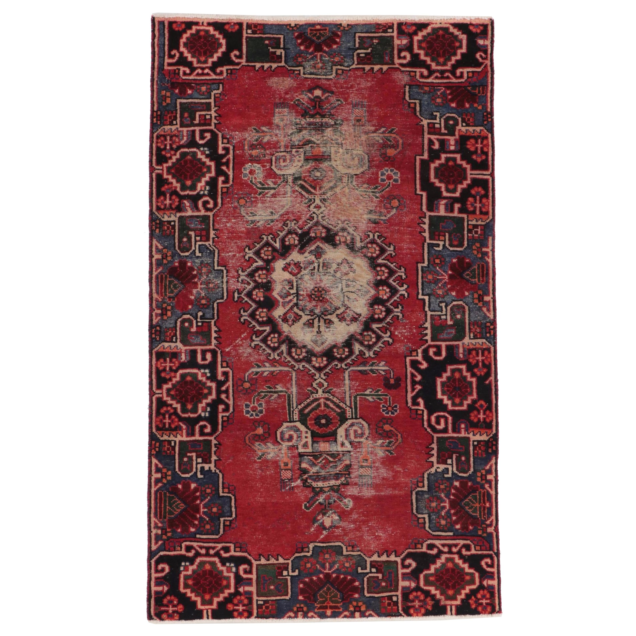 4'1 x 7'2 Hand-Knotted Persian Hamadan Area Rug