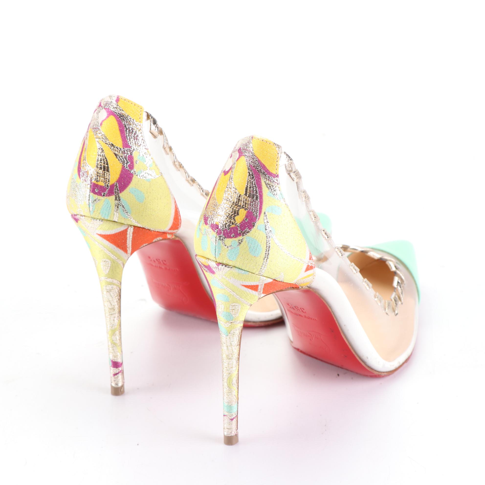 Christian Louboutin "Lisabeth" Pumps in Vinyl, Leather, and Fabric