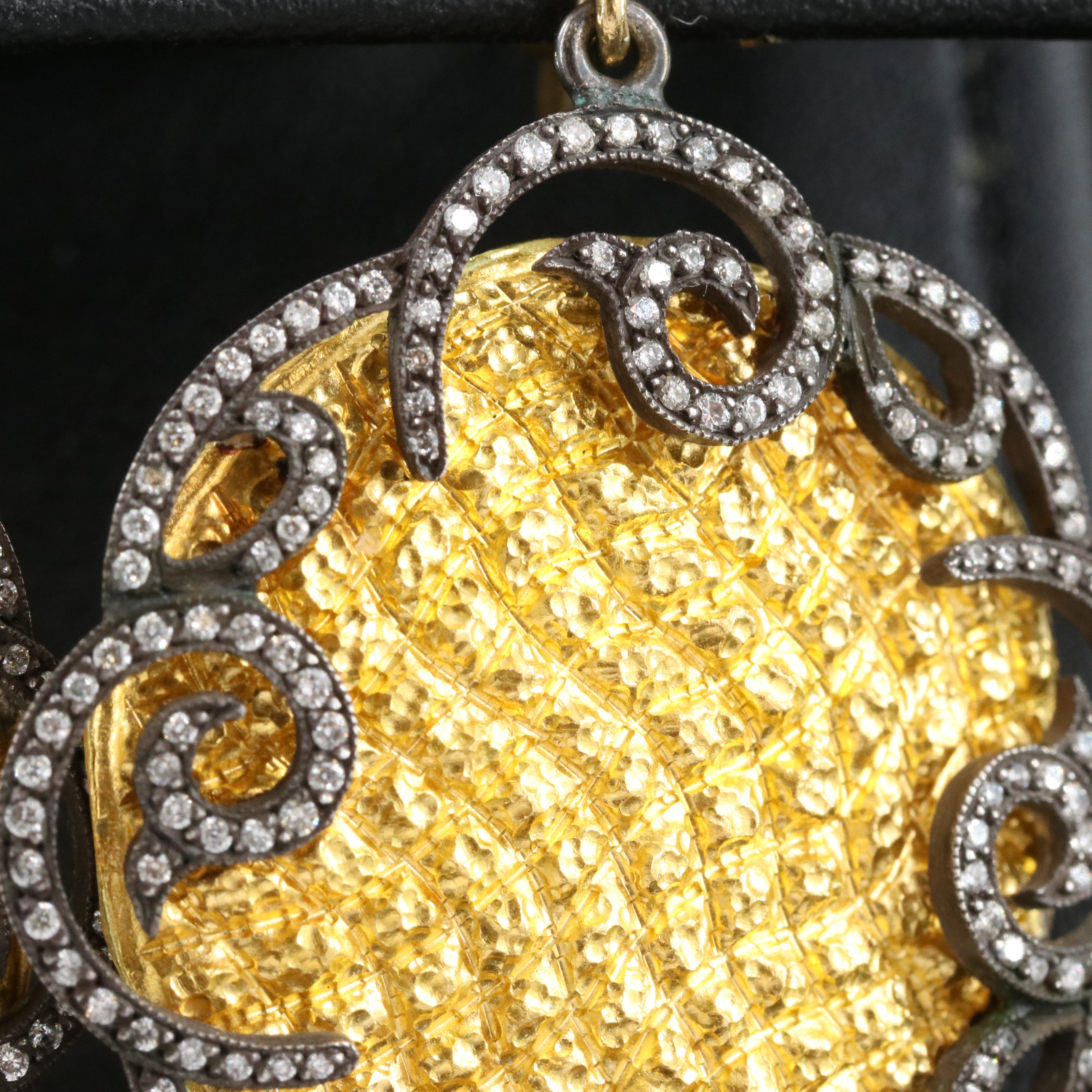 24K 1.32 CTW Diamond Earrings with Sterling Scrollwork Accents