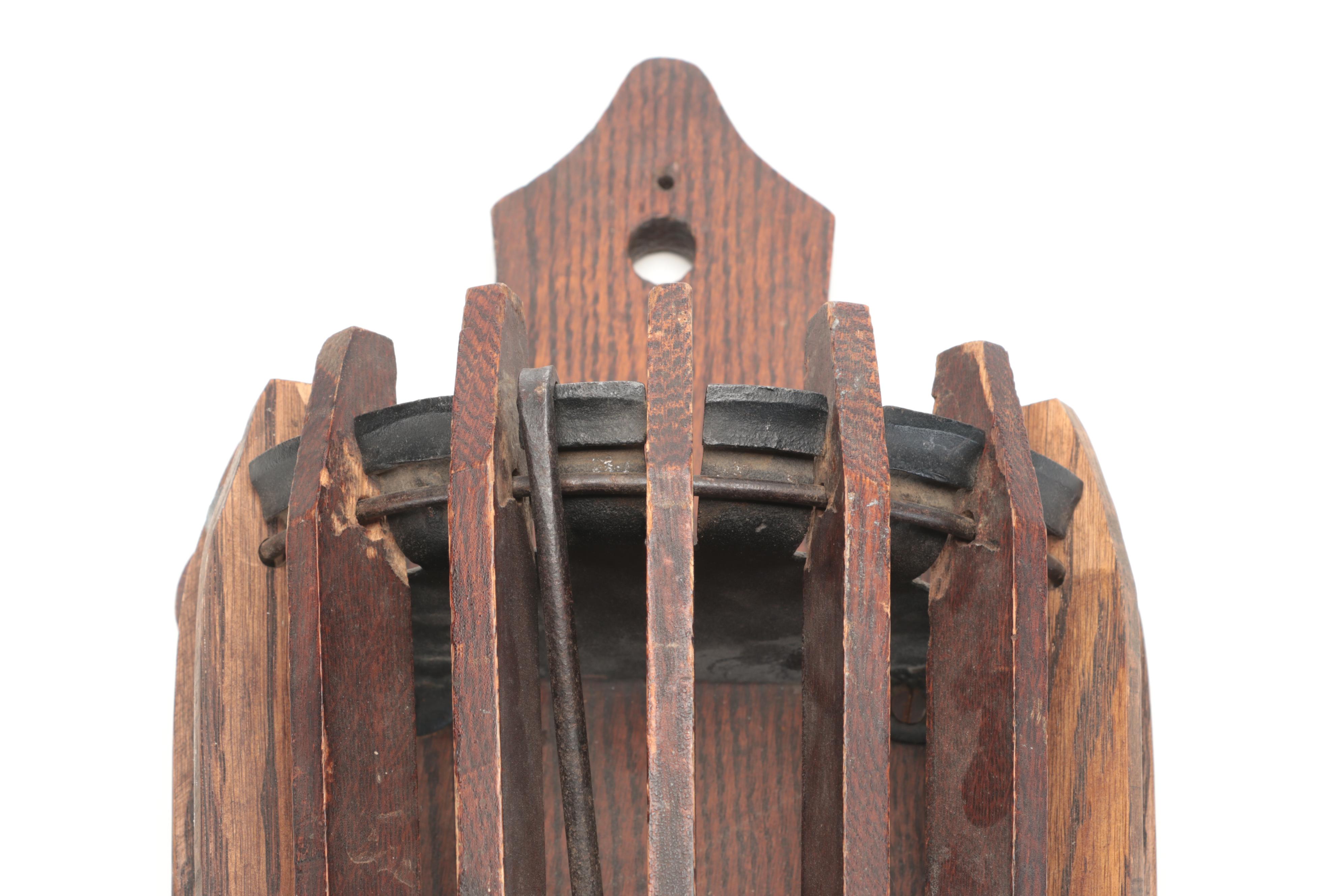 Late Victorian Oak Wall Mount Clothes Dryer Rack