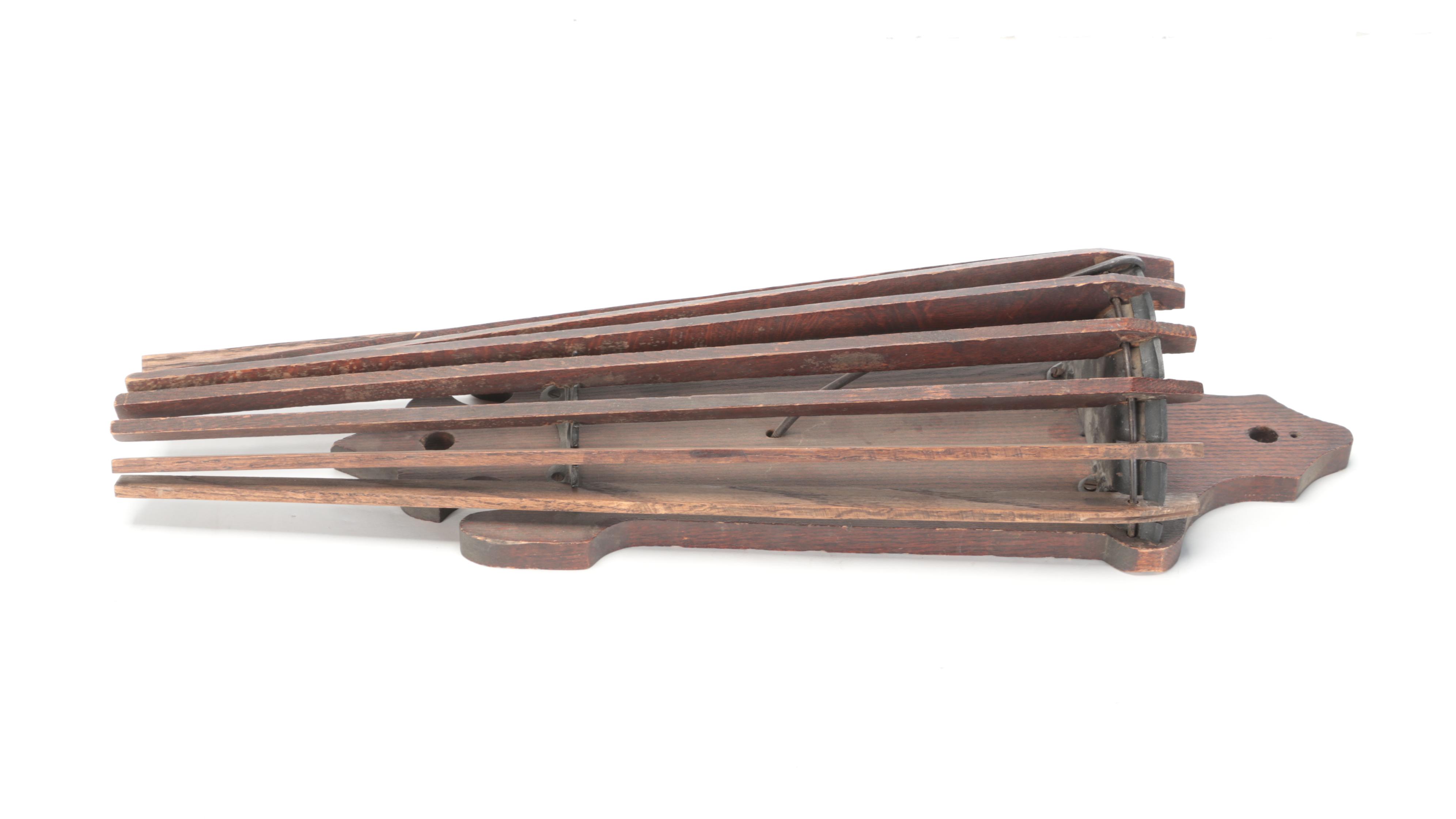 Late Victorian Oak Wall Mount Clothes Dryer Rack