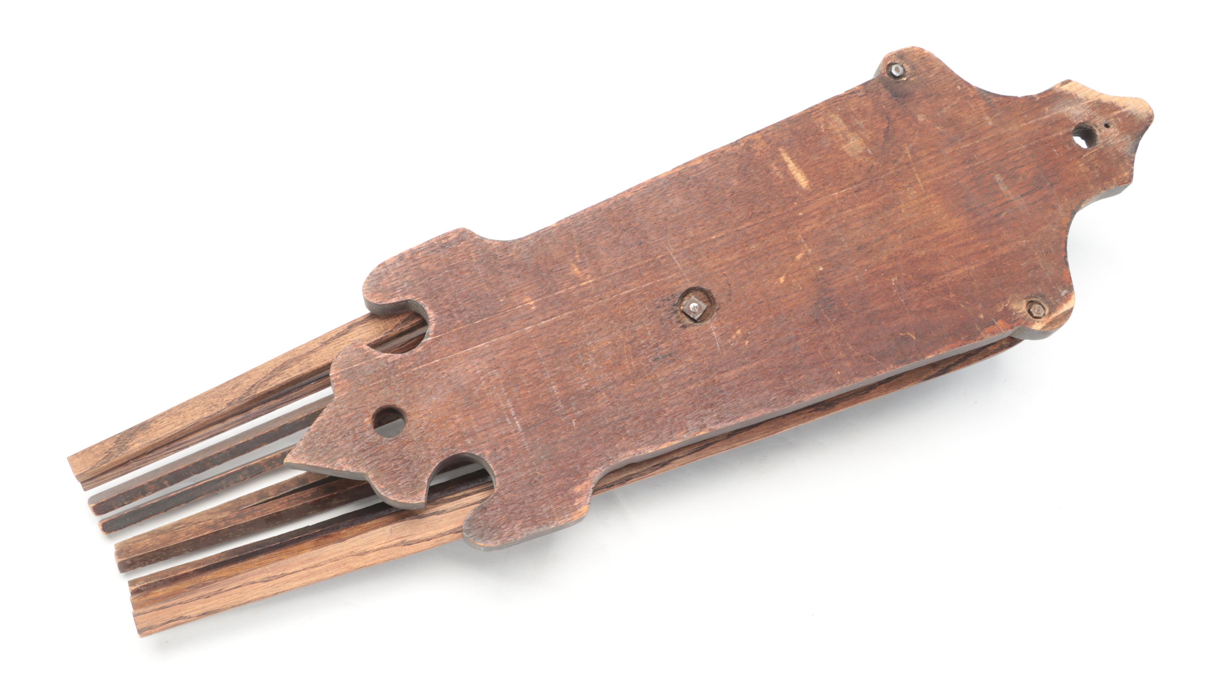 Late Victorian Oak Wall Mount Clothes Dryer Rack