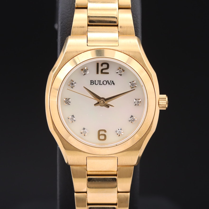 Bulova Diamond and Mother-of-Pearl Dial Wristwatch