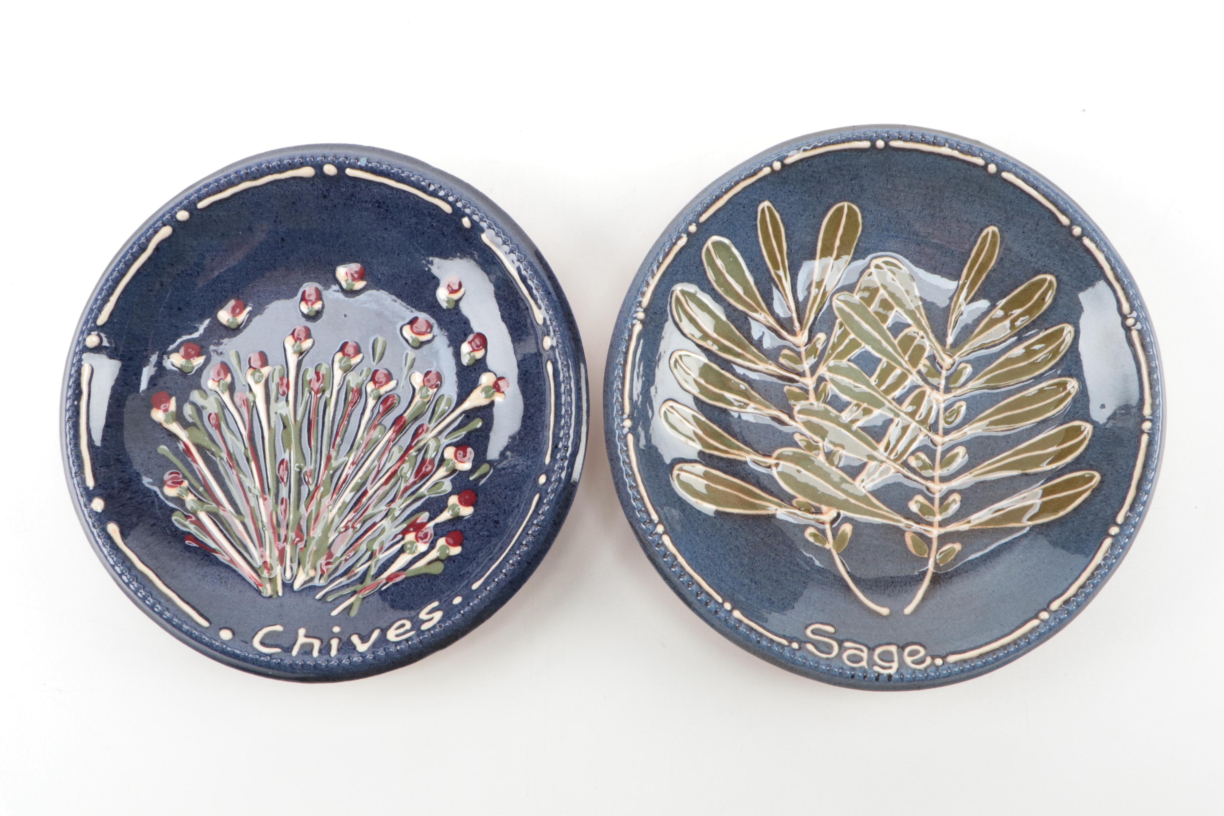 The Earthen Vessel Slip Glazed Herb Plates, 1986-1988