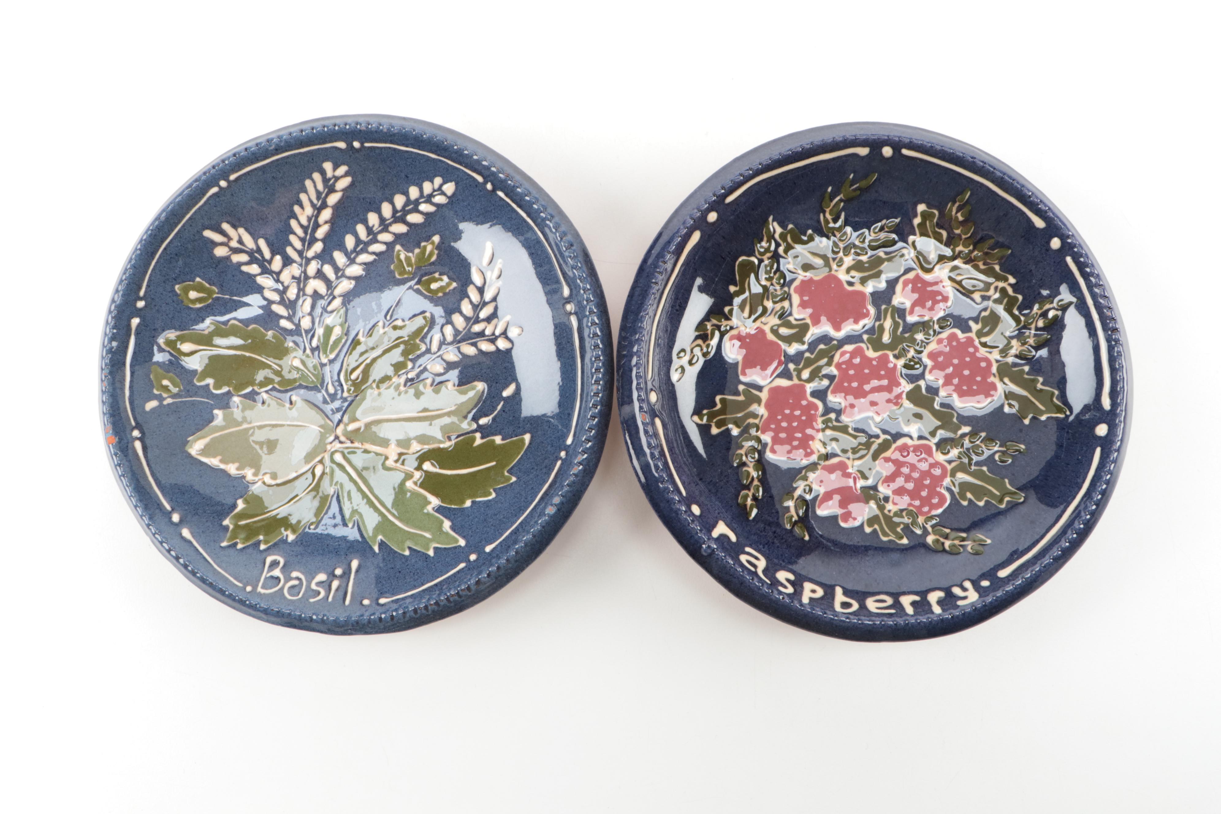 The Earthen Vessel Slip Glazed Herb Plates, 1986-1988